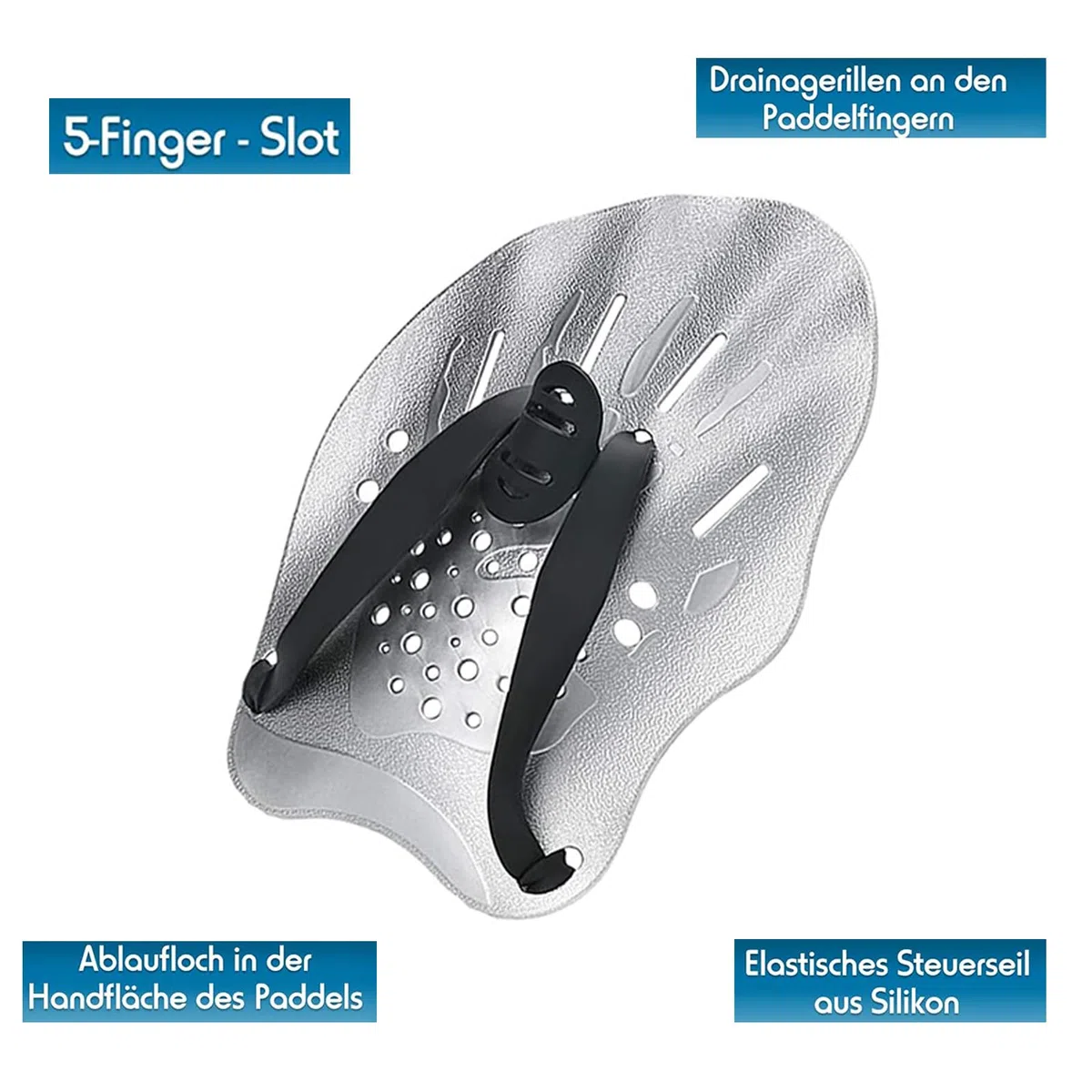 1 Paio di Pagaia da Nuoto Paddle Nuoto Piscina Pale da Mano da Nuoto con Cinghie Regolabili per Adulti Bambini Adolescenti Unisex (Grigio)