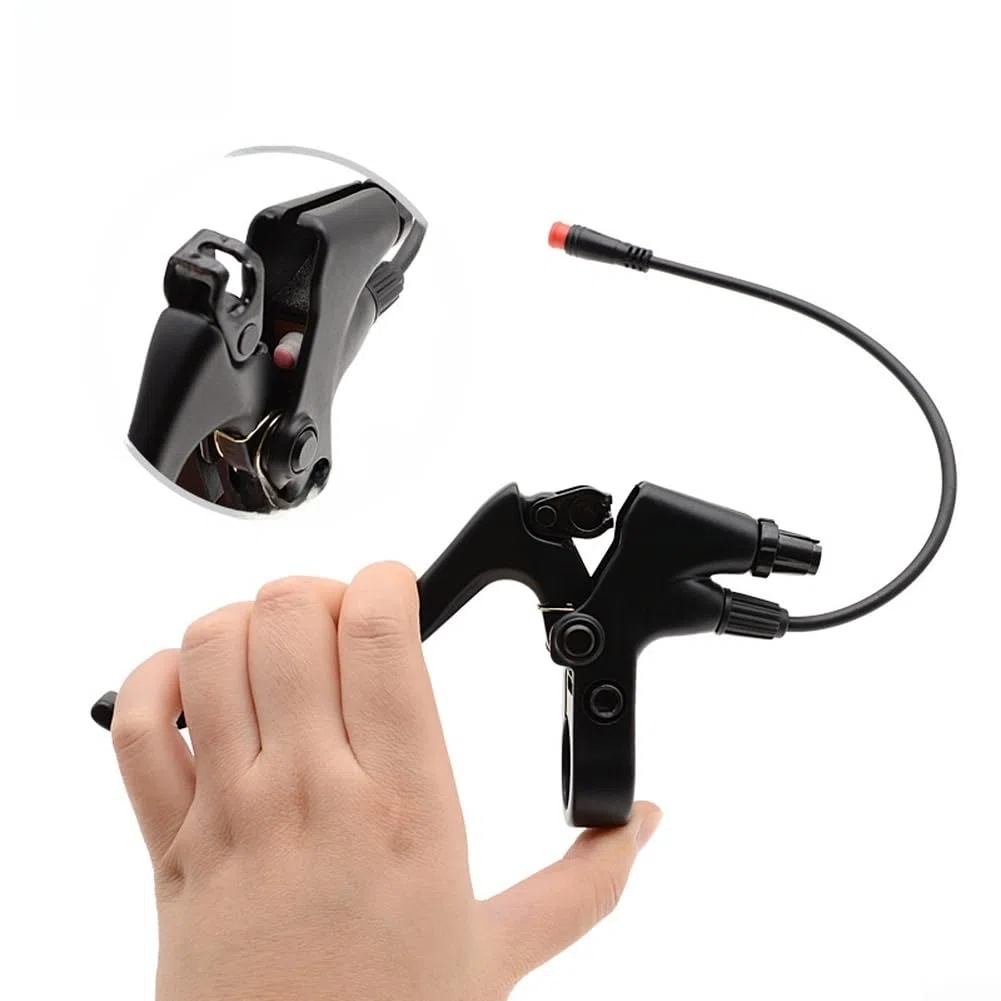 Leve del freno per bici elettrica con Power Cut Off, sensori di sicurezza in lega di alluminio, connettore maschio a 2 pin per manubrio da 22 mm, nero