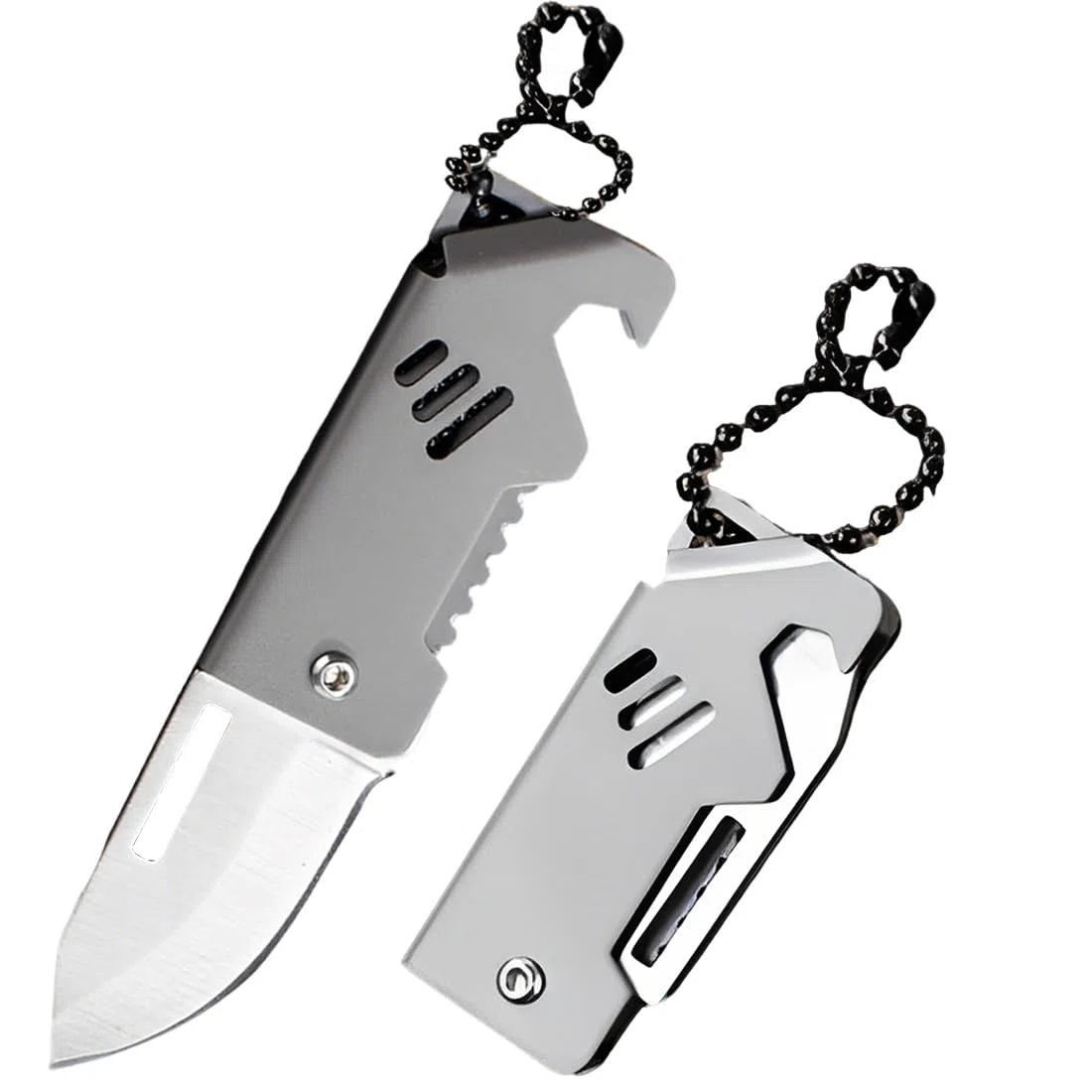 Coltellino Pieghevole Tascabile Piccolo Con Catena,Coltello Pieghevole Affilato Per Esterni E Da Sopravvivenzaper Campeggio,Raccolta Funghi,Pesca E Caccia(Argento)