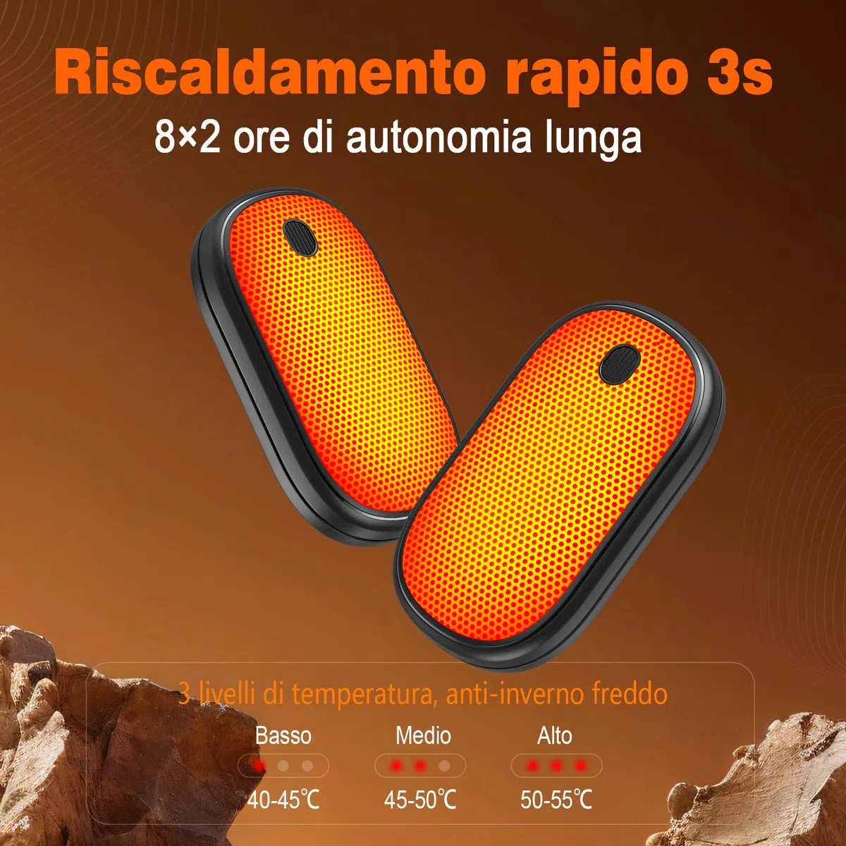 Scaldamani Ricaricabile, 2 in 1 Scaldamani Magnetico 5000mAh, Scalda Mani Elettrici USB-C, Certificato CE UL,3 Livelli di Temperatura, Per Campeggio All'aperto, Caccia e Golf (Blau)