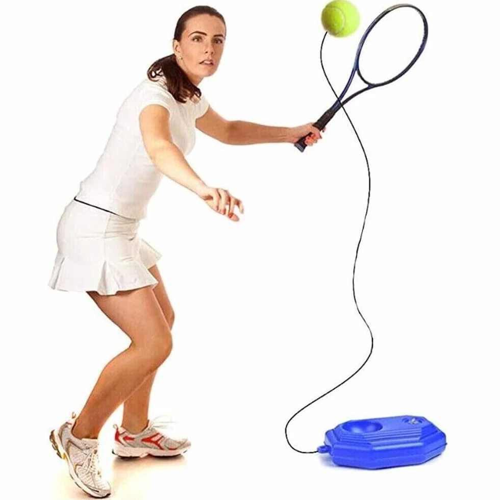 topolenashop Tennis Trainer Solo con Base Zavorrabile, Corda Elastica e Pallina Inclusa – Attrezzo Allenamento Tennis per Coordinazione, Precisione e Tecnica, Utilizzo in Giardino, Campo e Casa