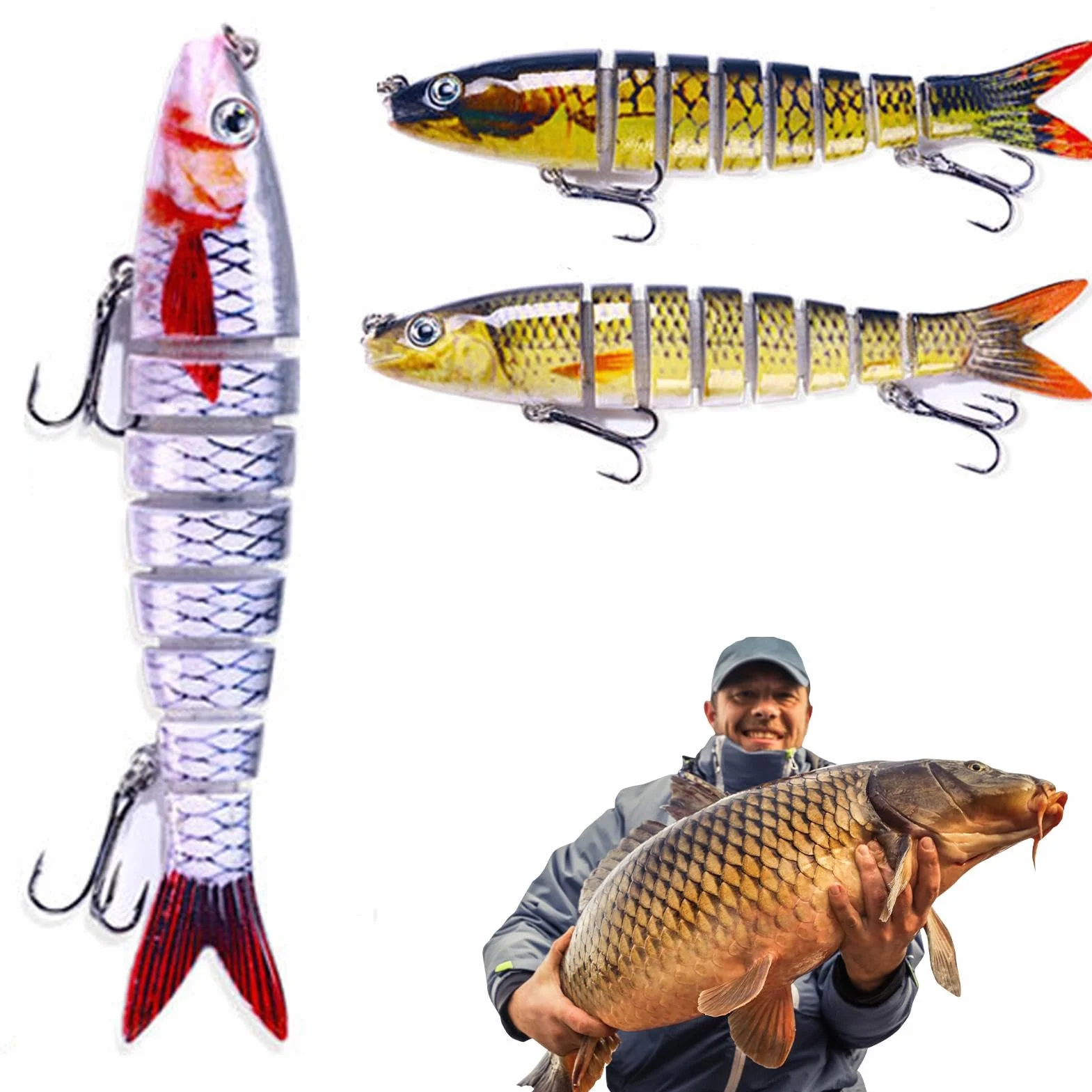 Swimbait Snodati Multipli 8 Sezioni per Pesca Spigola Acqua Salata