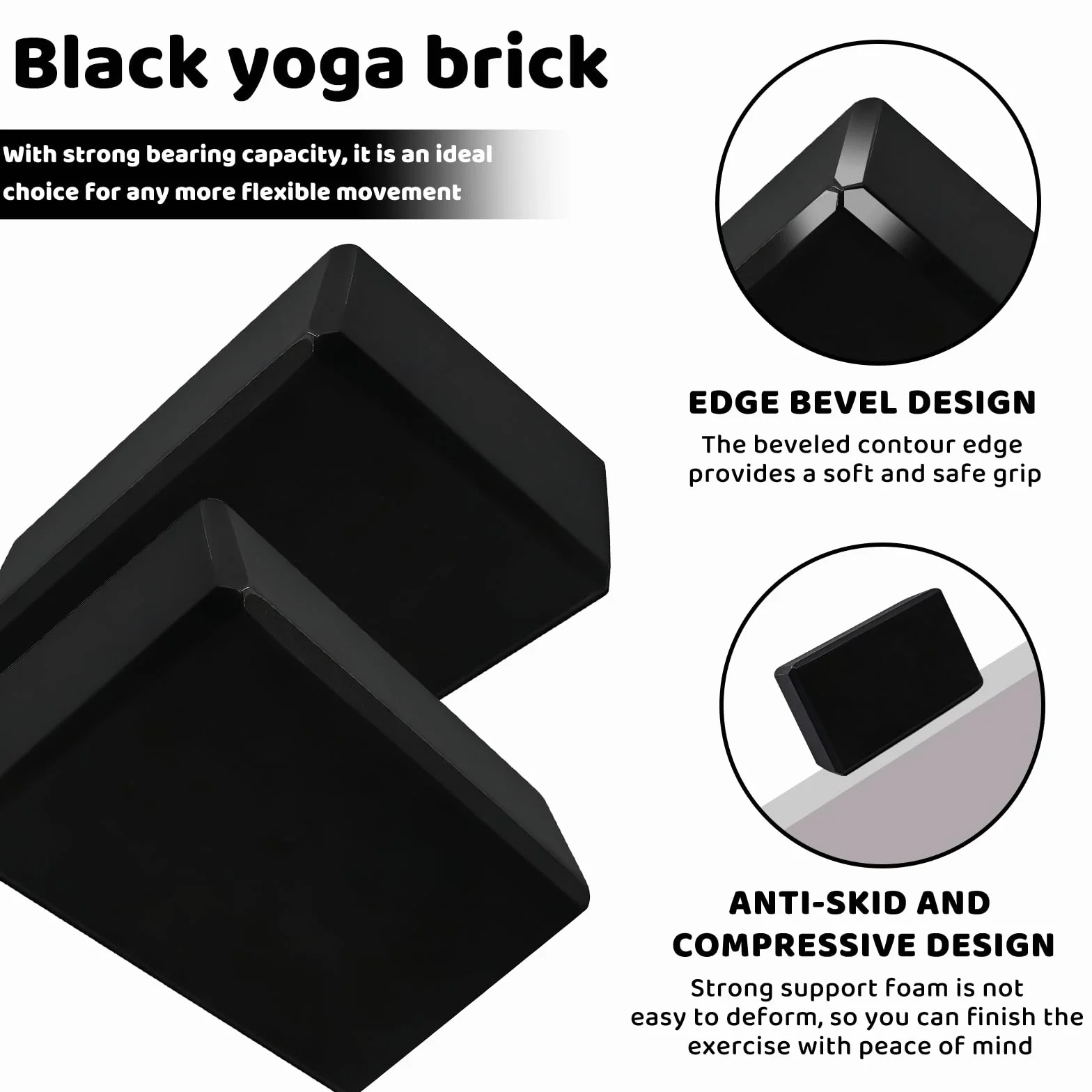 Set di 2 blocchi da yoga in schiuma EVA ad alta densità, antiscivolo, leggeri, per pilates, meditazione e stretching profondo, accessori per palestra e fitness