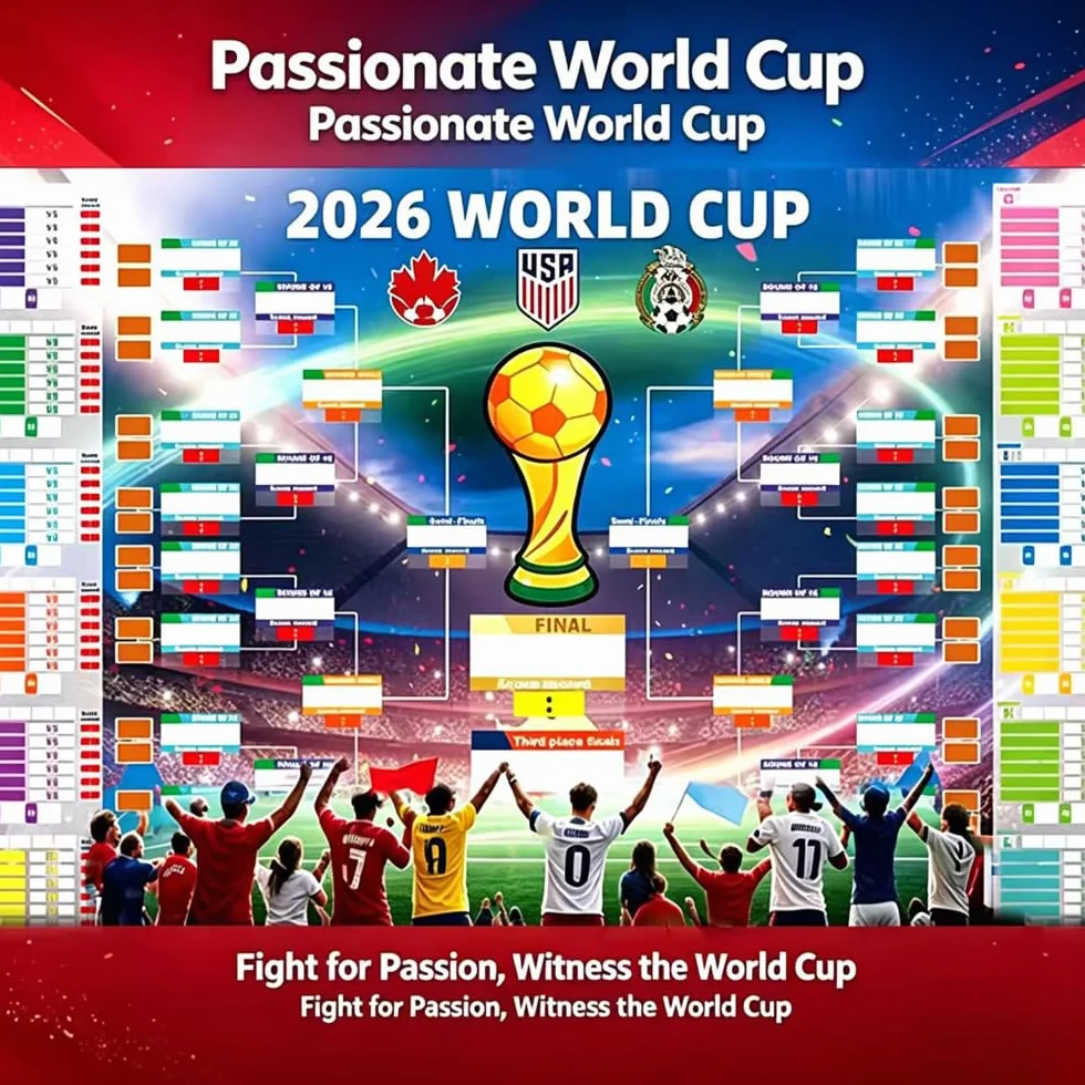 Poster 2026 con 2 penne, pianificatore di calcio, 84 x 60 cm, pianificazione del mondo 2026, poster per decorazione, contiene 48 squadre di gruppo Knockout e finale, tutti i risultati dei giochi