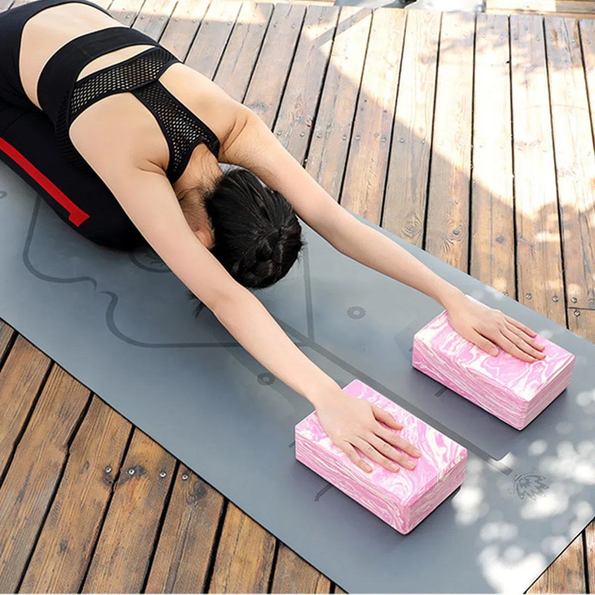 Blocchi da yoga – Blocchi leggeri in schiuma EVA | Mattoni da yoga ad alta densità | Strumento per blocco fitness | 23 x 15 x 7,5 cm, comodi al tatto, accessori antiscivolo per stabilità e equilibrio