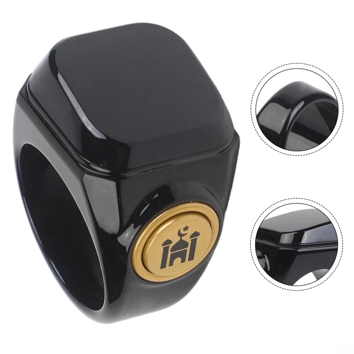 Anello Tasbih elettronico intelligente, contatore digitale ricaricabile per Zikr con gamma 99999, contatore di preghiera impermeabile per musulmani (22 mm nero)