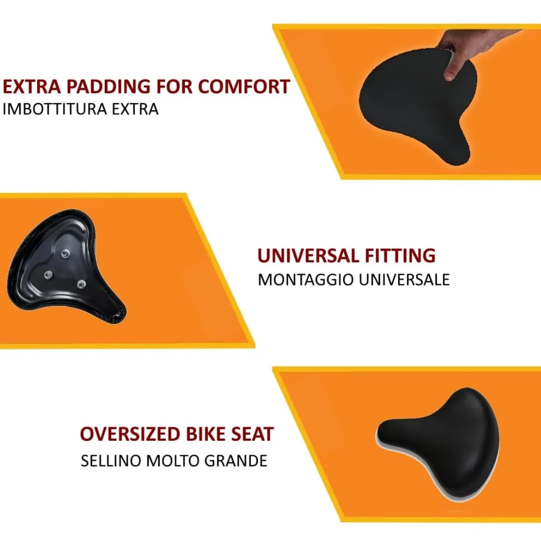 Sella di Ricambio per Cyclette a 3 Viti Ergonomica Comoda Ampia Foam Padded Sedile Bici da Camera Indoor Bike