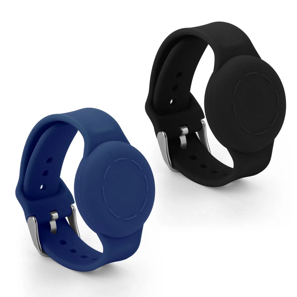2pz Braccialetto per Airtag Bambini, Impermeabile Braccialetto Bambino Porta per Airtag Morbido Regolabile Braccialetto per Airtag per Bambino GPS Tracking Tagging (Nero, Blu Scuro)