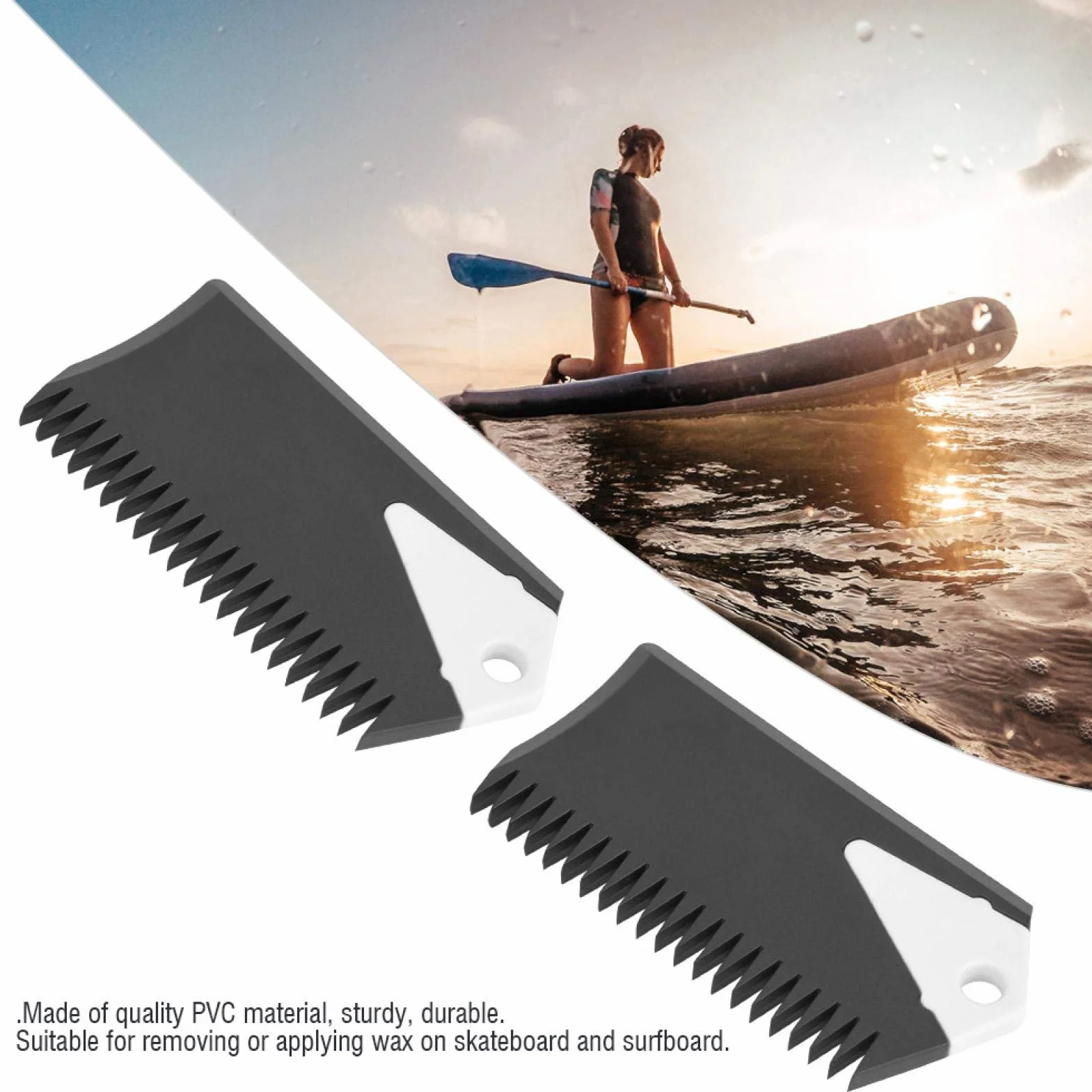 2 pz / set Pettine per Cera per Tavola da Surf, Pettine per Tavola da Surf in PVC e Raschietto per Tavola da Surf Skaeboard Skimboard