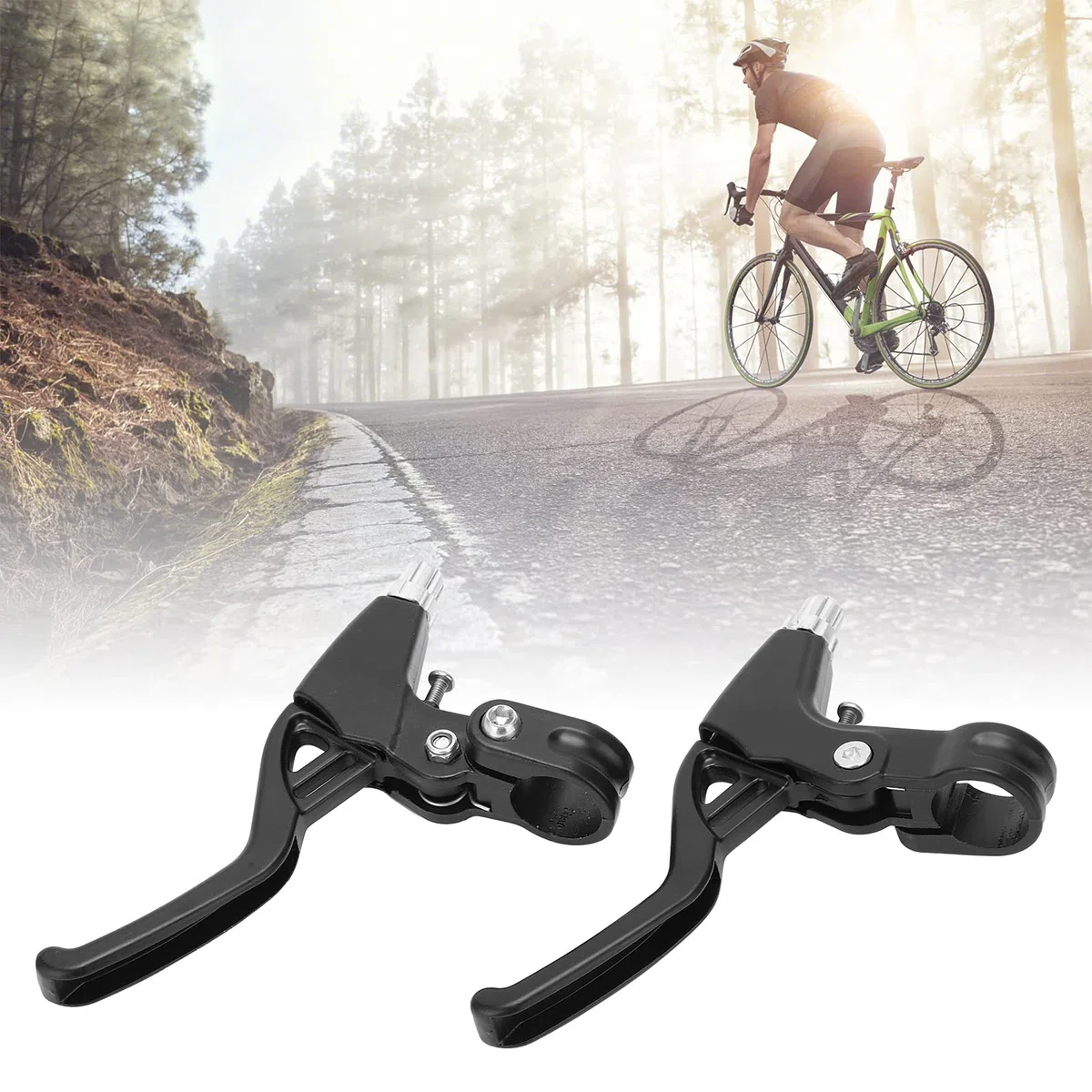 1 paio di leve freno universali per bici con manubrio freno a V in lega di alluminio per la maggior parte delle bici da strada MTB, 2,2 cm (Nero)