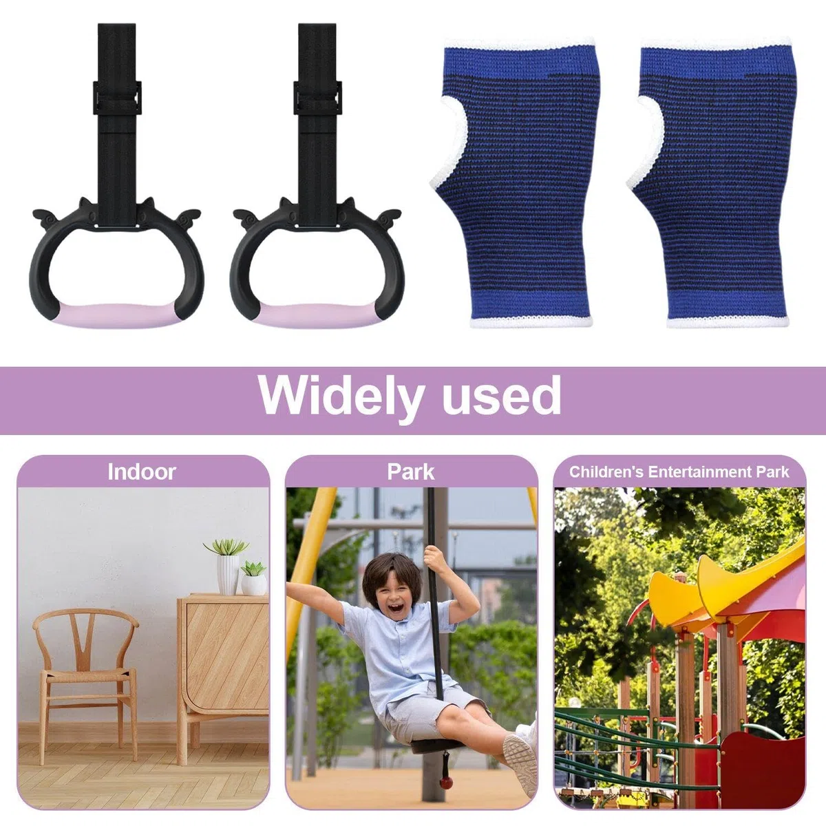 1 Paio di Anelli Sportivi per Bambini E 1 Paio di Protezioni per I Palmi, Attrezzatura Fitness per Bambini, Attrezzatura per Allenamento Fisico per Bambini, Accessori Fitness Indoor