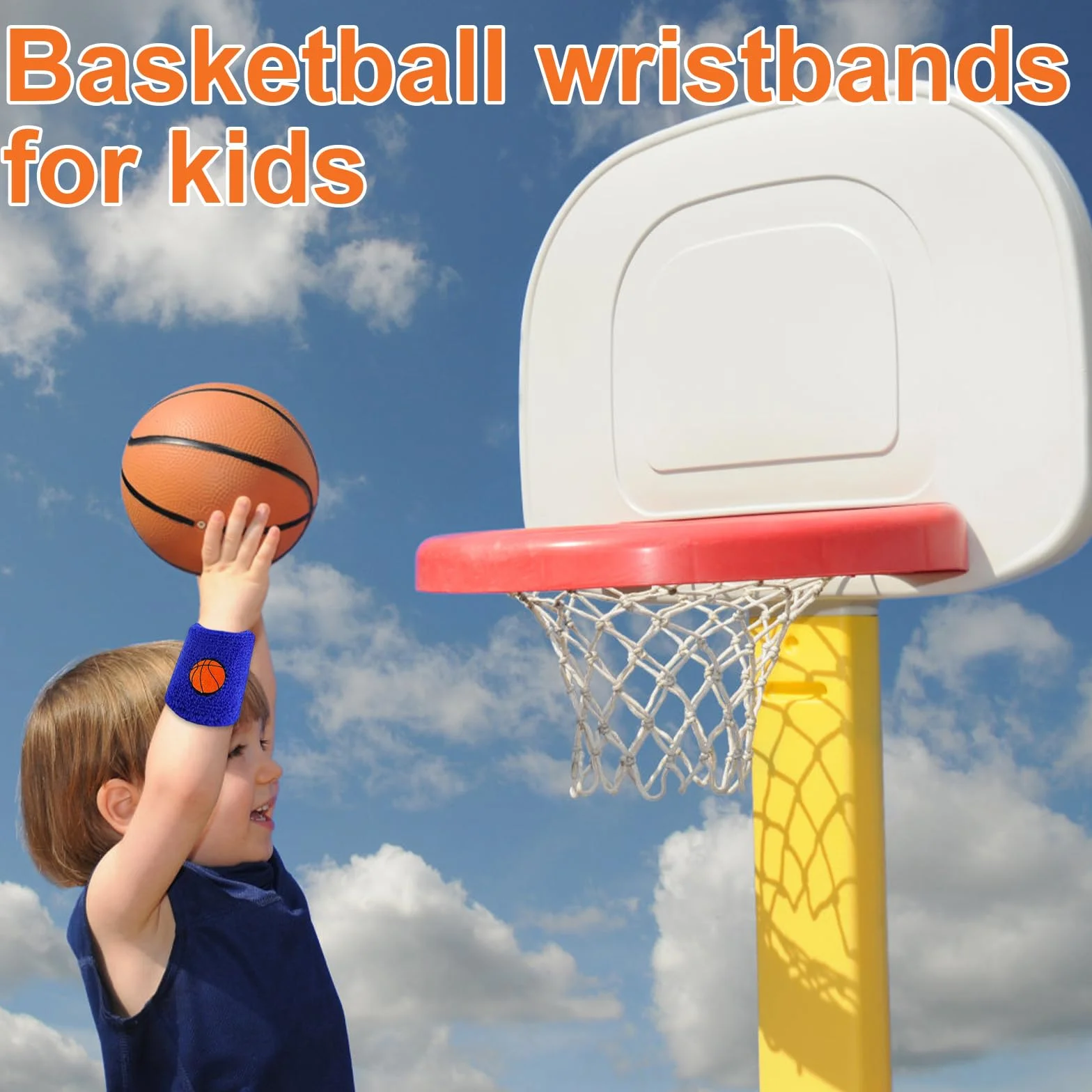 6 Pezzi Braccialetti Sportivi per Bambini, Antisudore Fasce da Polso per Bambini, Braccialetto Polsino di Sport per Basket, Baseball, Calcio, Corsa, Fitness