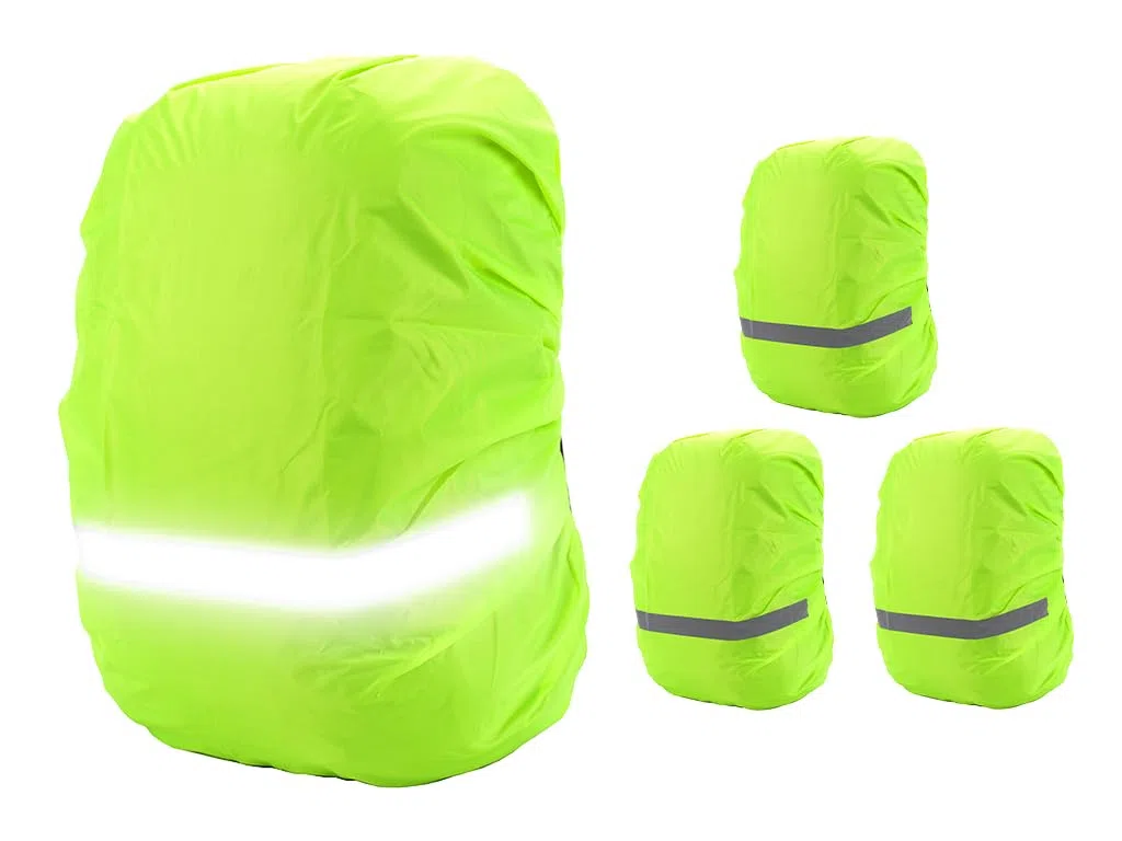 4 Pezzi Parapioggia Zaino Impermeabile, Parapioggia per Zaini con Strisce Riflettenti, Coprizaino Impermeabile, Copri Zaino per Pioggia, per Ciclismo, Trekking, Campeggio, Viaggi(18-30L)