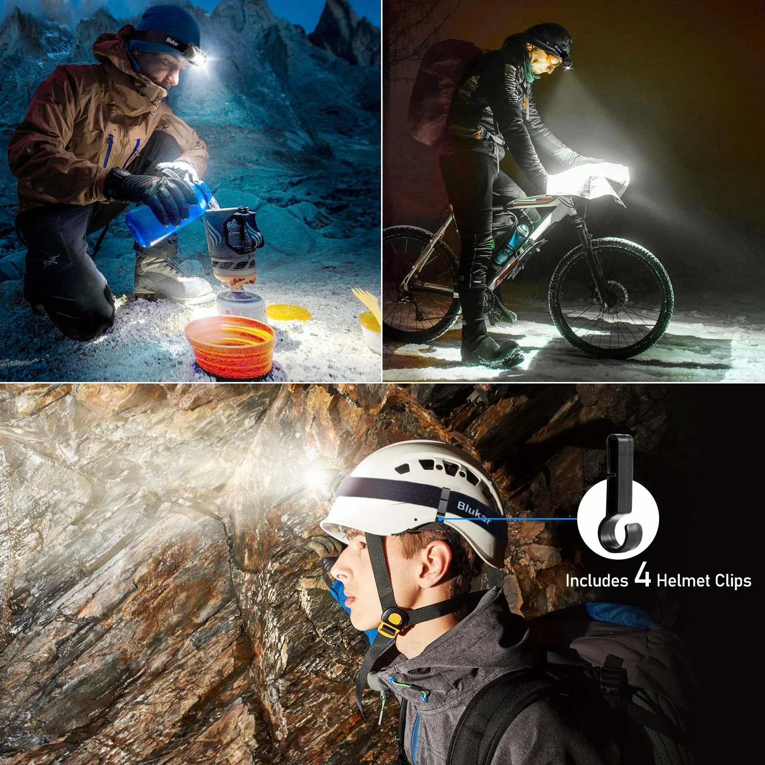 Blukar Torcia Frontale LED Ricaricabile 2000 Lumen IPX5 Impermeabile per Campeggio Trekking Pesca