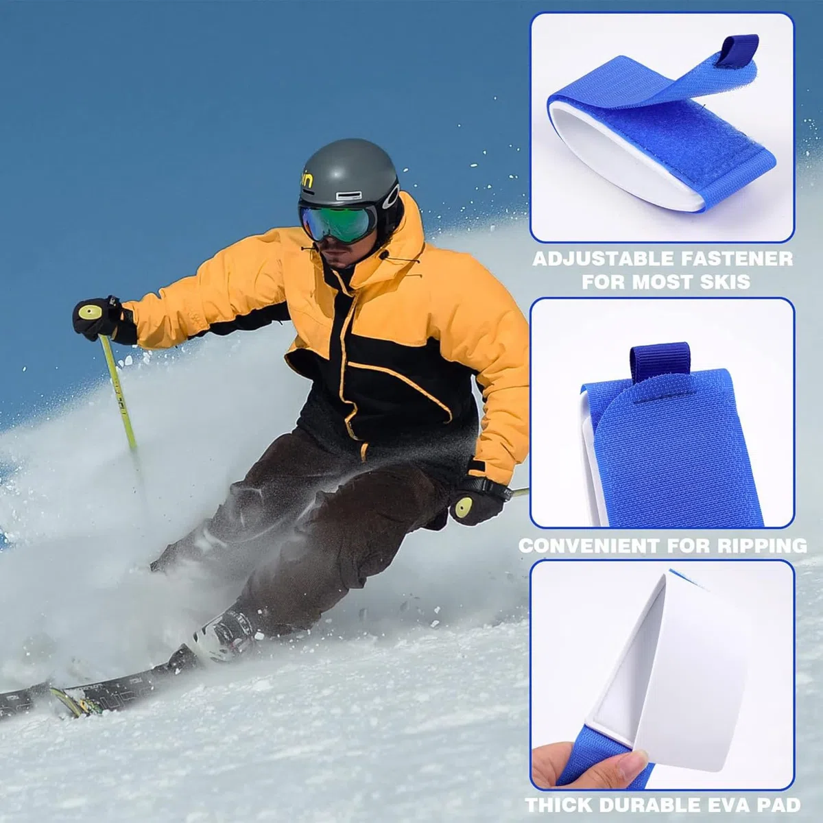 Cinghie porta sci, lacci per snowboard e sci, 4 cinghie regolabili in nylon, cinghie per il trasporto, accessori per sport invernali