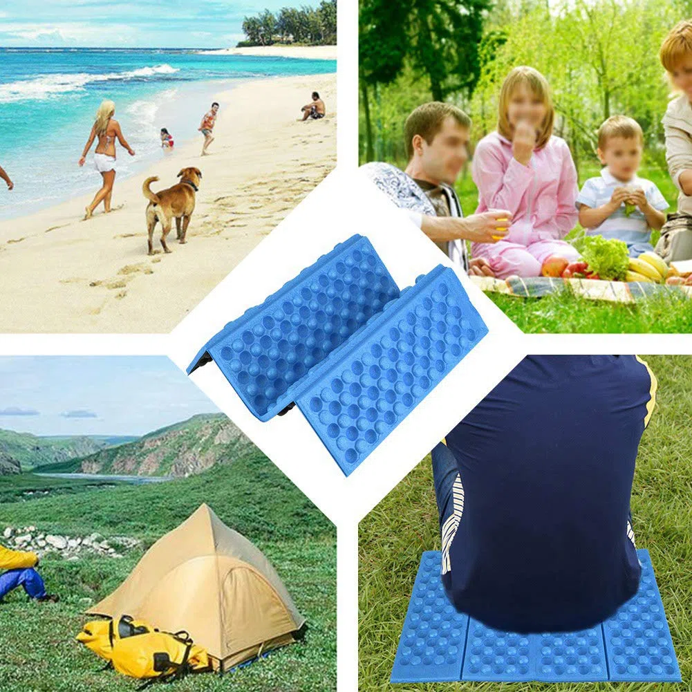 Cuscino per Seduta,Cuscino per Sedile da Escursionismo Pieghevole, Cuscino per Seduta in Schiuma per Zaino in Spalla, Tappetino da Campeggio, Tappetino Pieghevole Impermeabile per Picnic(Blu), C