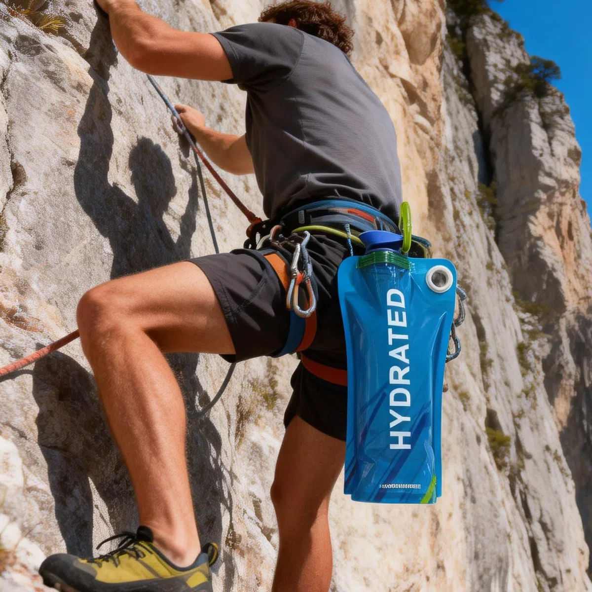 2 Pezzi Borraccia Pieghevole Con Moschettone,Borraccia Morbida Plastica 1 Litro,Sacca Idrica Per Running,Bottiglia Pieghevole Per Escursionismo,Soft Flask Per Festival E Feste Running