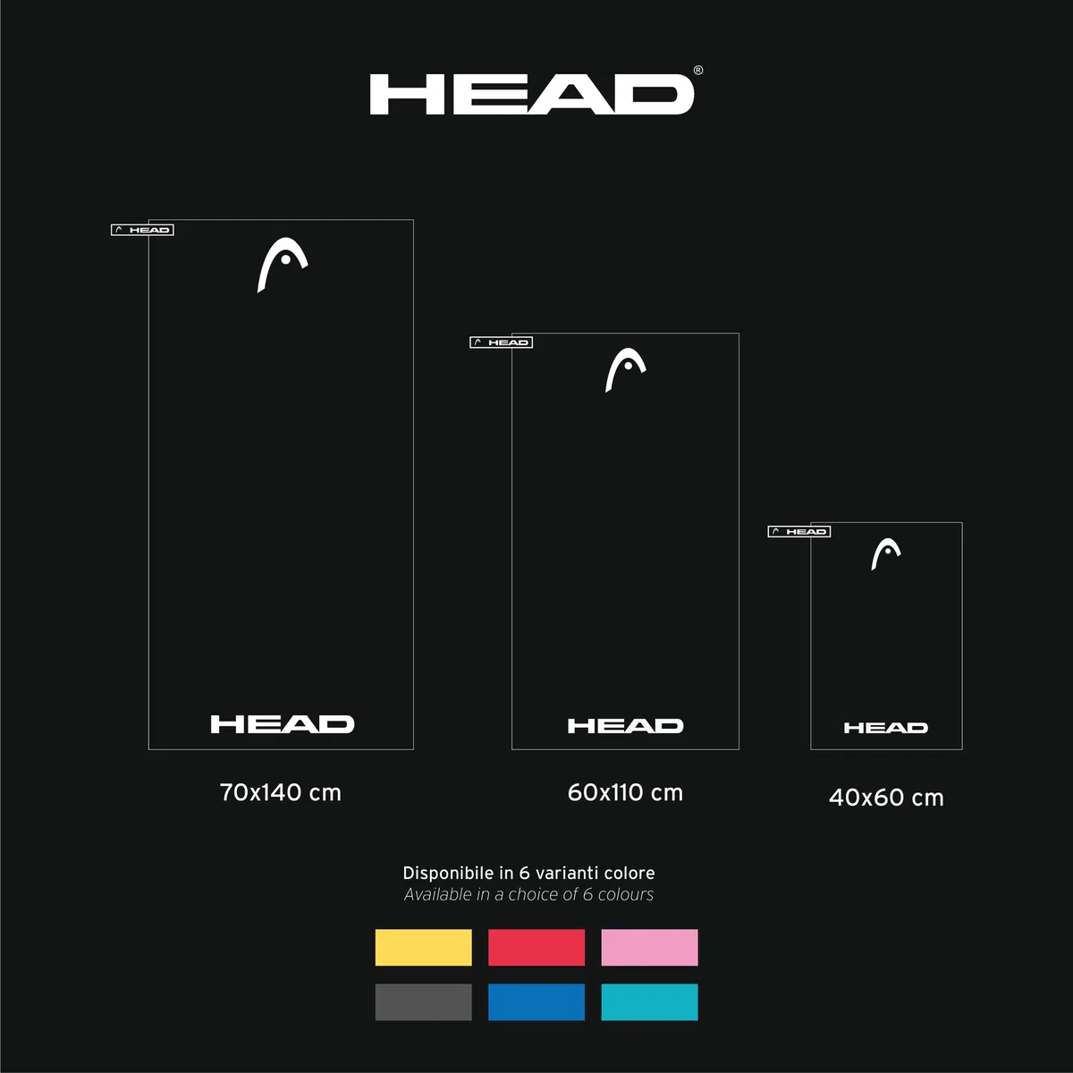 HEAD Active - Asciugamano Microfibra con Elastico, Asciugamano Palestra, Sport, Fitness Morbido e Leggero a Rapida Asciugatura - Asciugamani Bagno Assorbente Salvaspazio da Viaggio 40x60, Sunny Yellow