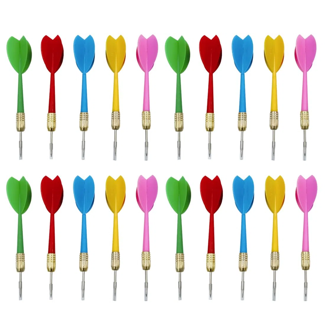 XPEX 20 pezzi Freccette in plastica,freccette professionali, freccette punta plastica, freccette di sicurezza sostitutive Accessori per freccette da gioco al coperto-4 ciascuno di 5 colori (1)