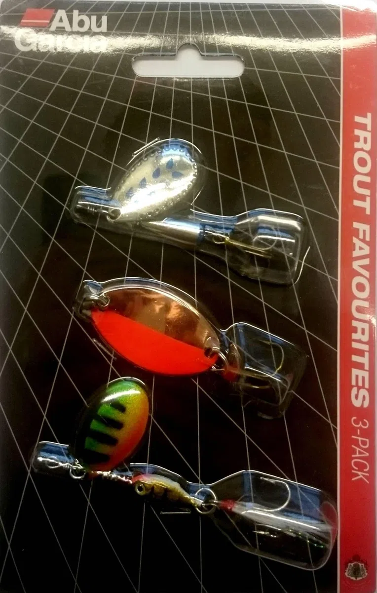 Abu Garcia Trout Favoriten - Set di 3 esche di alta qualità per la pesca in acqua dolce, cucchiaio, spinner e wobbler per fiume, lago e torrente, confezione facile da pesca per principianti, colori