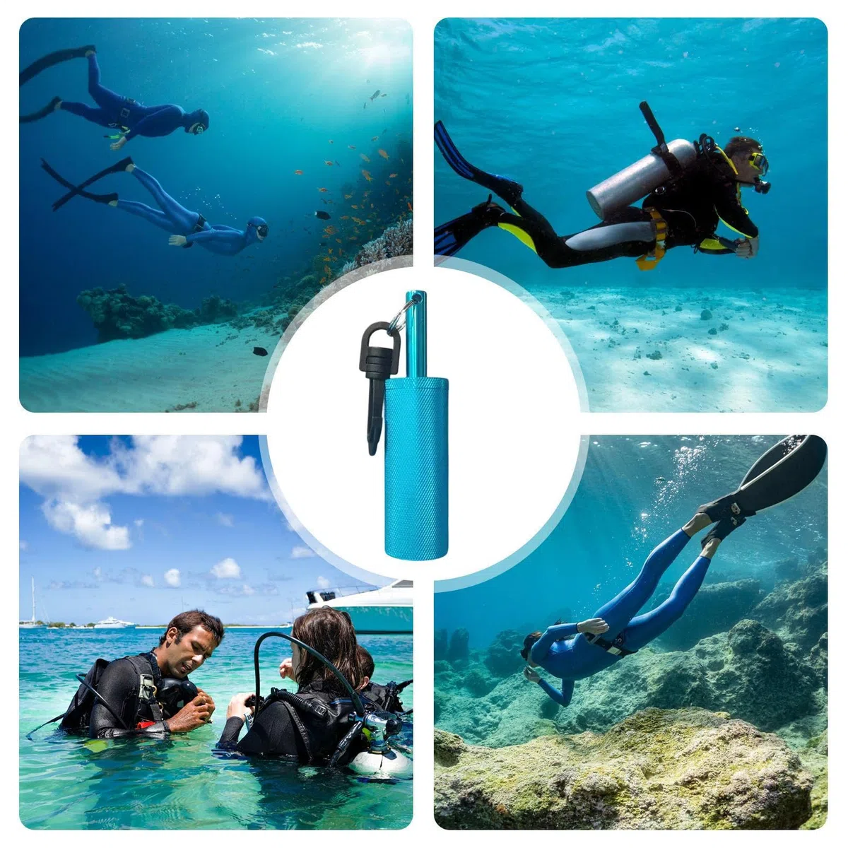 Diving Sonaglio - Sonda Di Segnalazione Resistente Ad Alta Pressione,Accessorio Per Comunicazione Subacquea Con Asta E Gancio,Per Immersioni in Acque Complesse Bassa Visibilità Grotte e Fondali Marini
