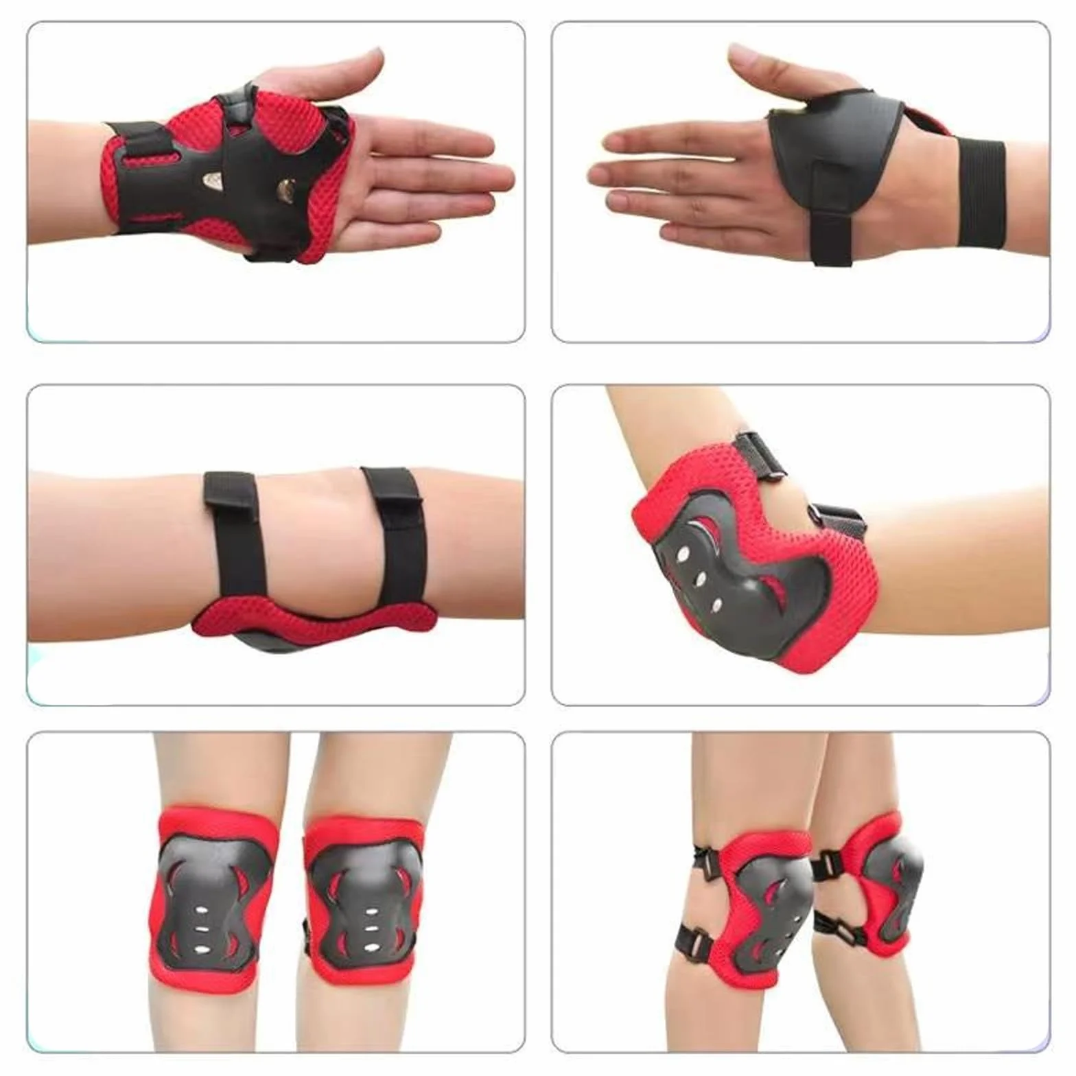 JSTHHTT Protezioni Skateboard Bambino,Set di Protezioni per Bambini,Protezioni Pattini Ginocchiere Gomitiere,Regolabile Ginocchiere Gomitiere per Skateboard Bicicletta Pattinaggio Monopattino,Rosso