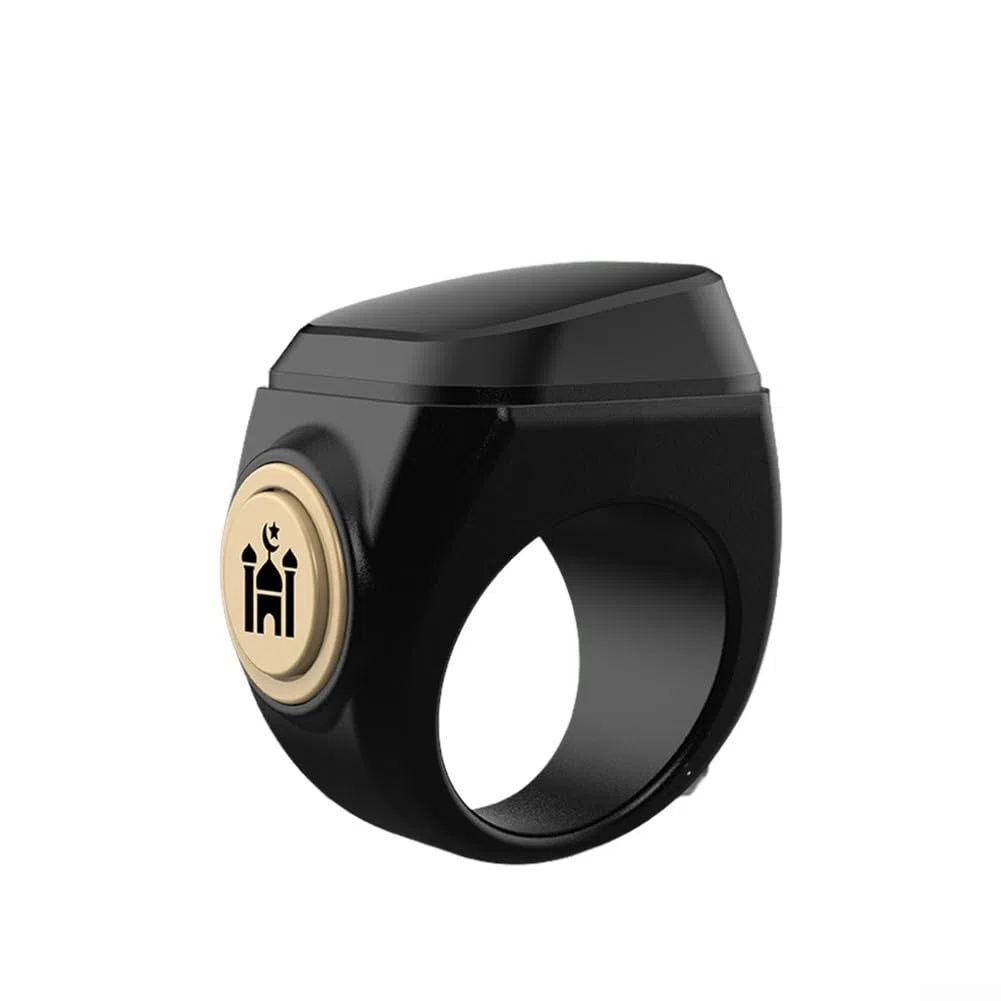 Anello Tasbih elettronico intelligente, contatore digitale ricaricabile per Zikr con gamma 99999, contatore di preghiera impermeabile per musulmani (22 mm nero)