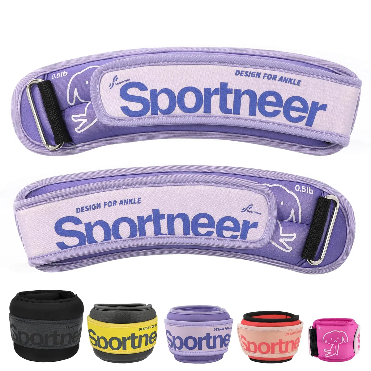 Sportneer Pesi per Caviglie 2 x 0,23 kg/2 x 0,45 kg, 2 x 0,9 kg, 2 x 1,36 kg, 2 x 2,27 kg Pesi per Polso Gamba Braccio per Donne Uomini Bambini con Cinghie Regolabili