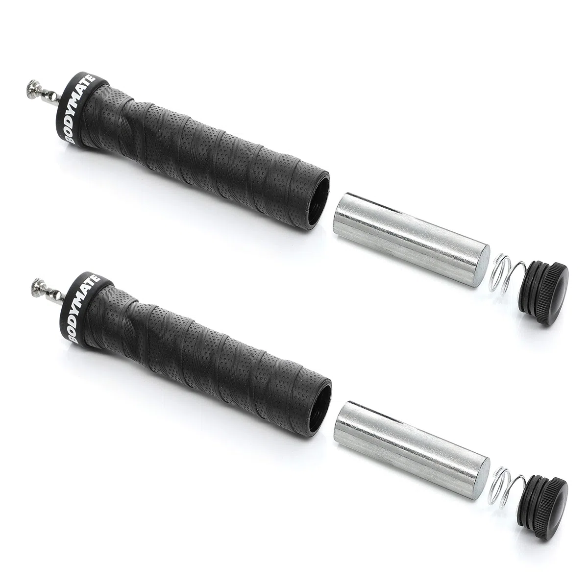 BODYMATE Corda per Saltare Premium con 2 pesi estraibili, Maniglie Antiscivolo, 2 Corde in Acciaio Regolabili con Protezione antiusura - Crossfit, Functional Core, Boxe