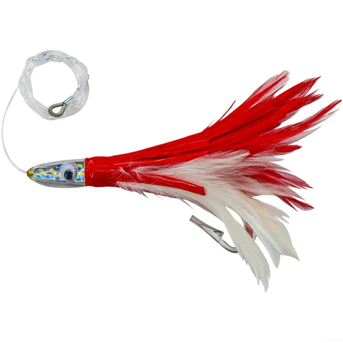 Piuma esca per pesca a traina da 16,5 cm, con gancio spinato per pesca in acqua salata GT trota in acque profonde