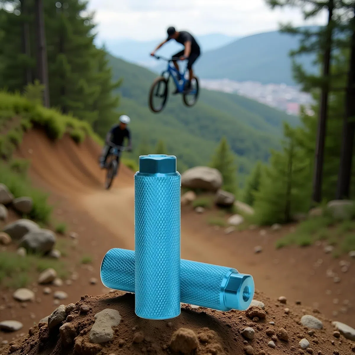2 poggiapiedi blu per bicicletta, in lega di alluminio, antiscivolo, per BMX, per mountain bike, per ciclismo, poggiapiedi posteriori per acrobazie, compatibili con assi da 0,95 cm, accessori per