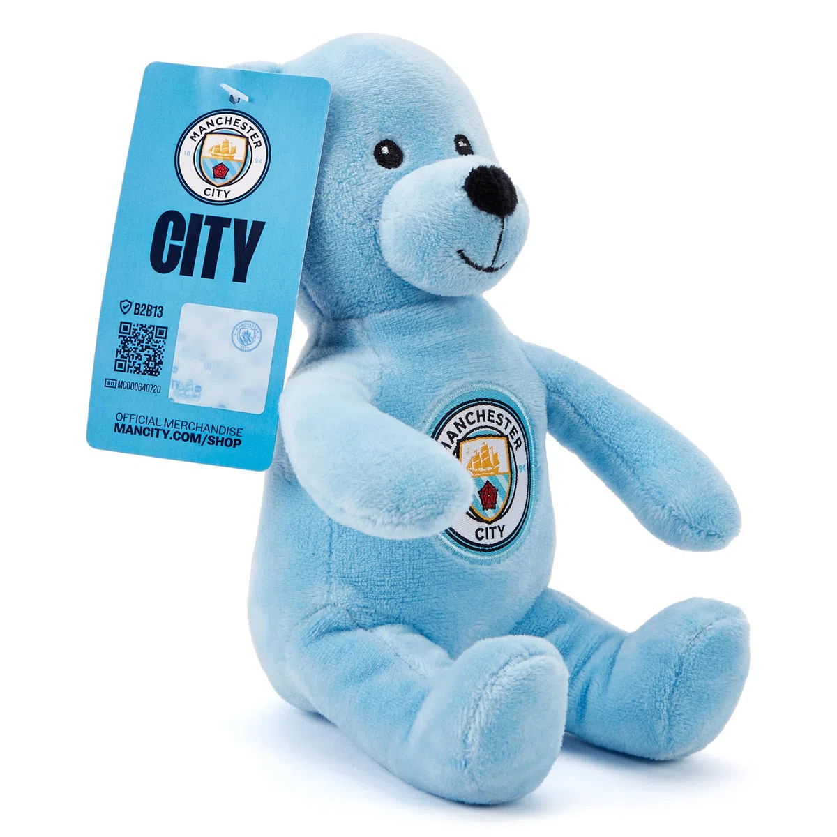 The Gift Scholars Orsacchiotto di peluche del Man City FC, 15 cm, con licenza ufficiale, peluche da collezione perfetto per i fan del Manchester 'Citeh' di tutte le età