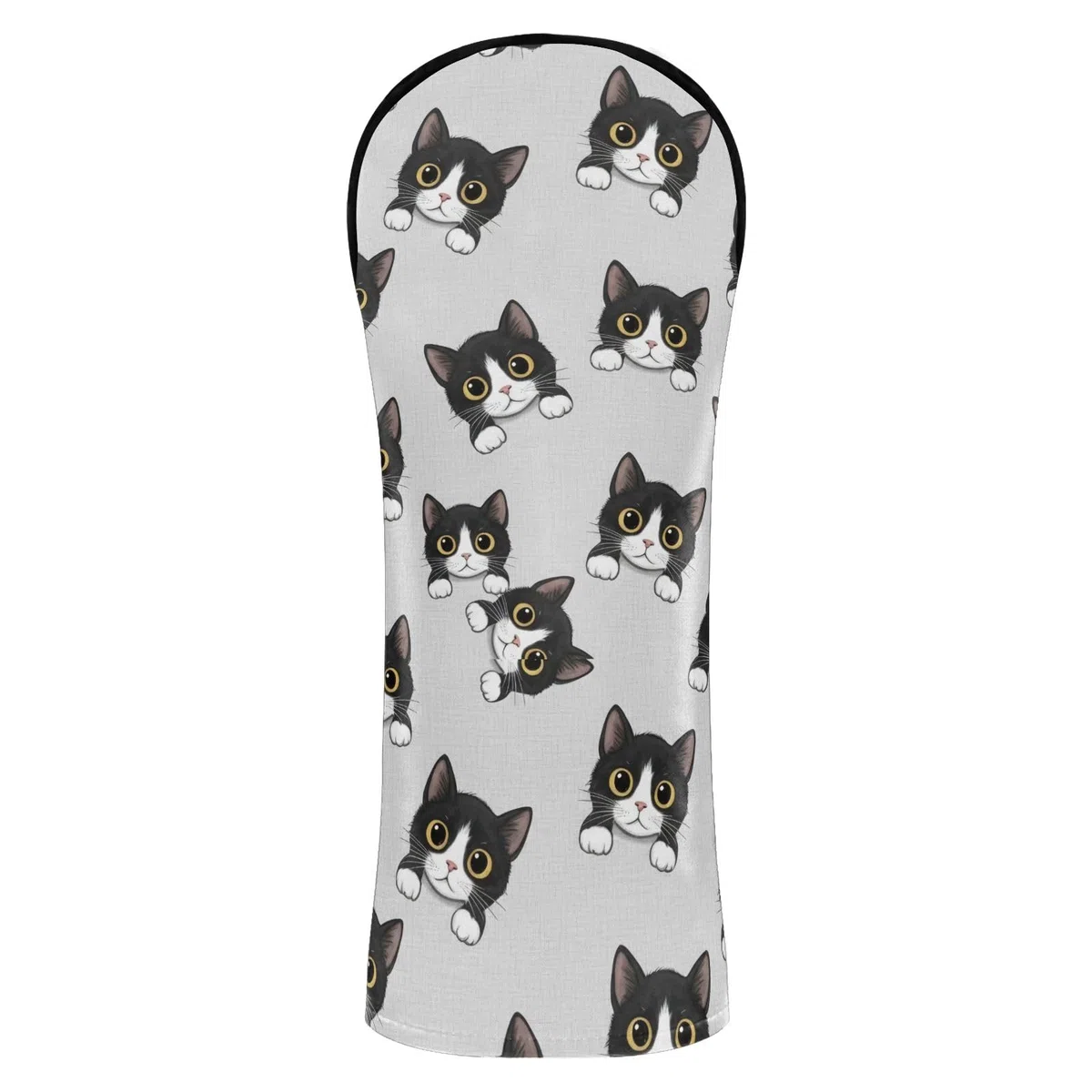 Copritesta per mazze da golf per mazze da golf in legno ibrido con simpatico gatto grigio in pelle PU con etichette numeriche, per donne e