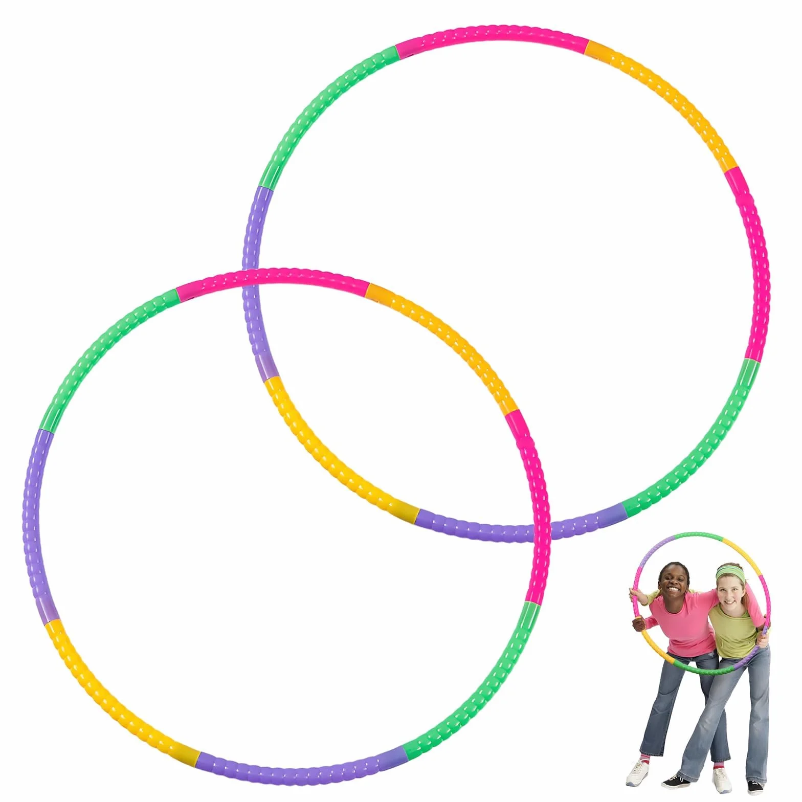 2 pezzi 8 sezioni Hula Hoop pneumatici colorati hula hoop per bambini rimovibile Hoola Hoop bambini 8 anni per compleanno ragazze dai 3 4 5 6 7 8 9 anni