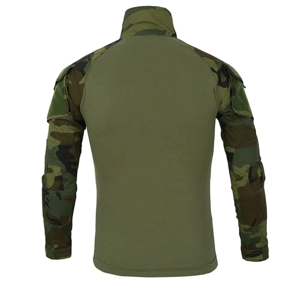 Maglietta militare da uomo, maglietta tattica, slim fit, a maniche lunghe, mimetica, per paintball, softair, militare, uniforme