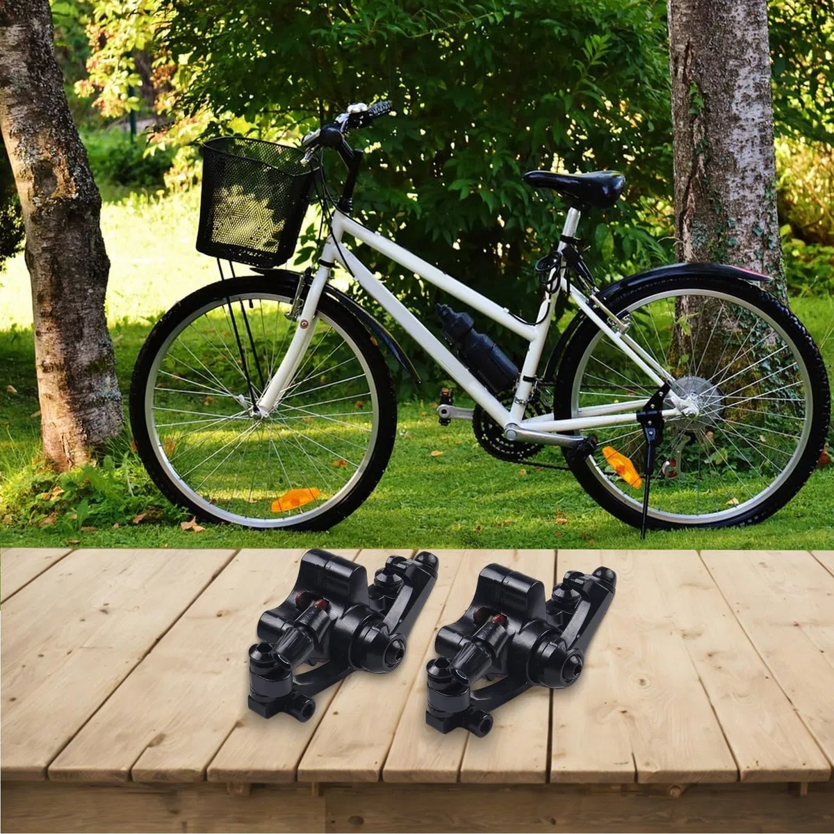 Pinza freno a disco meccanica in metallo per uso bicicletta compatibile con vari tipi di bici progettata per una frenata efficiente e una facile installazione (anteriore + posteriore)
