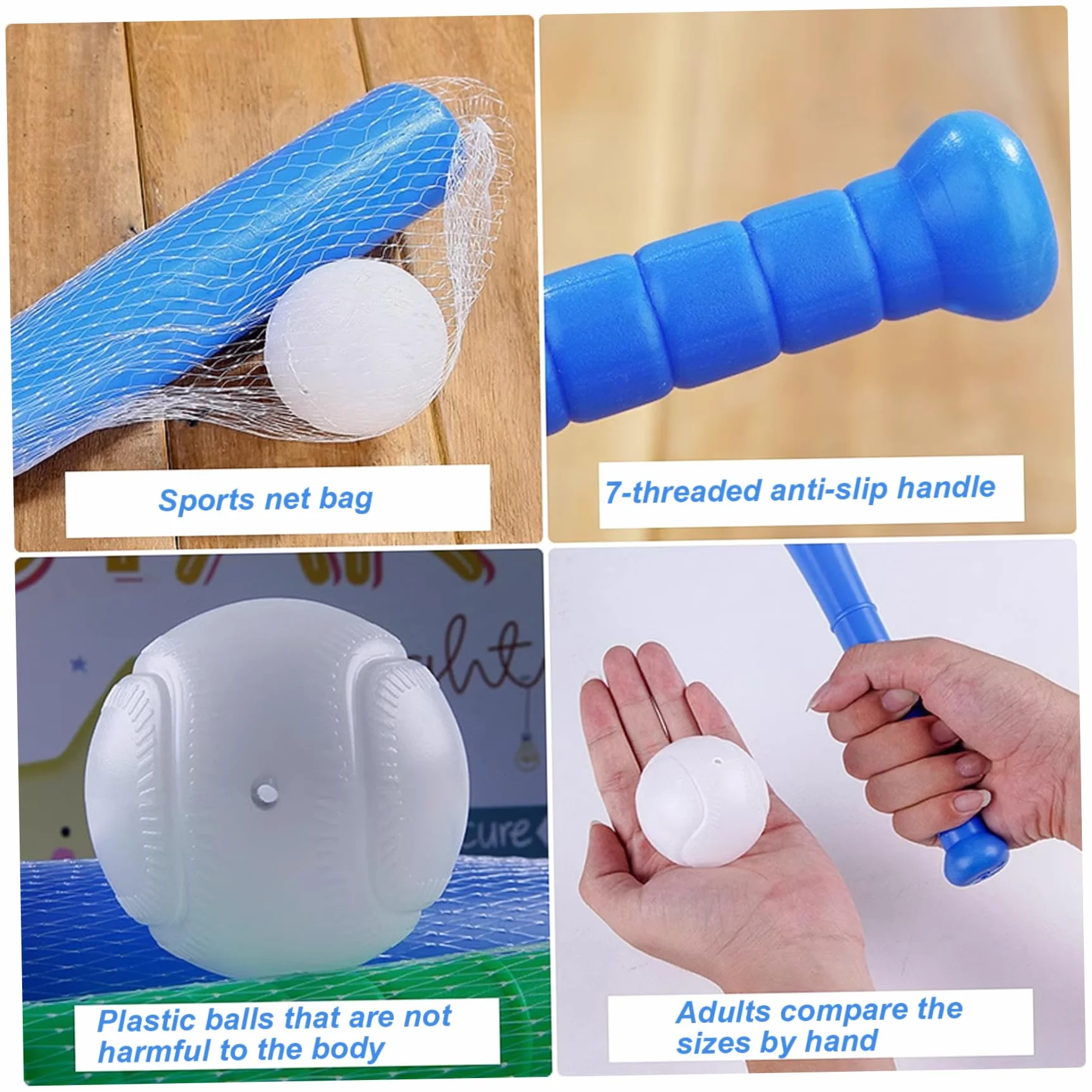 Mazza da Baseball per Bambini 17 Pollici Set Plastica Giocattoli Leggeri Sport Interni Esterni