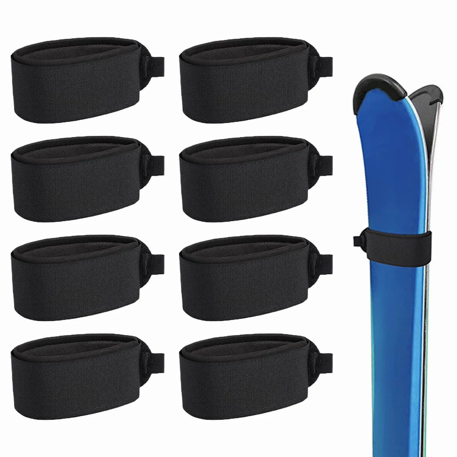 Cinghie da Sci da 8 Pezzi, Strumenti per Attacchi da Snowboard, Cinghie in Nylon, Cinghie Elastiche, Cinghie Regolabili