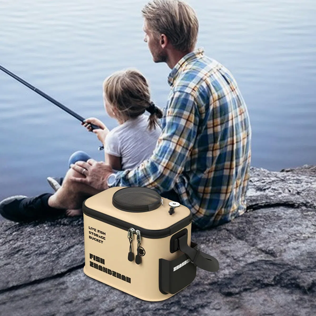 Contenitore per pesci vivi, Secchio da pesca, Secchio da pesca compatto, Secchio da pesca pieghevole, Secchio da pesca pieghevole Secchio multifunzionale per esche per pesci vivi, Secchio da pesca pie