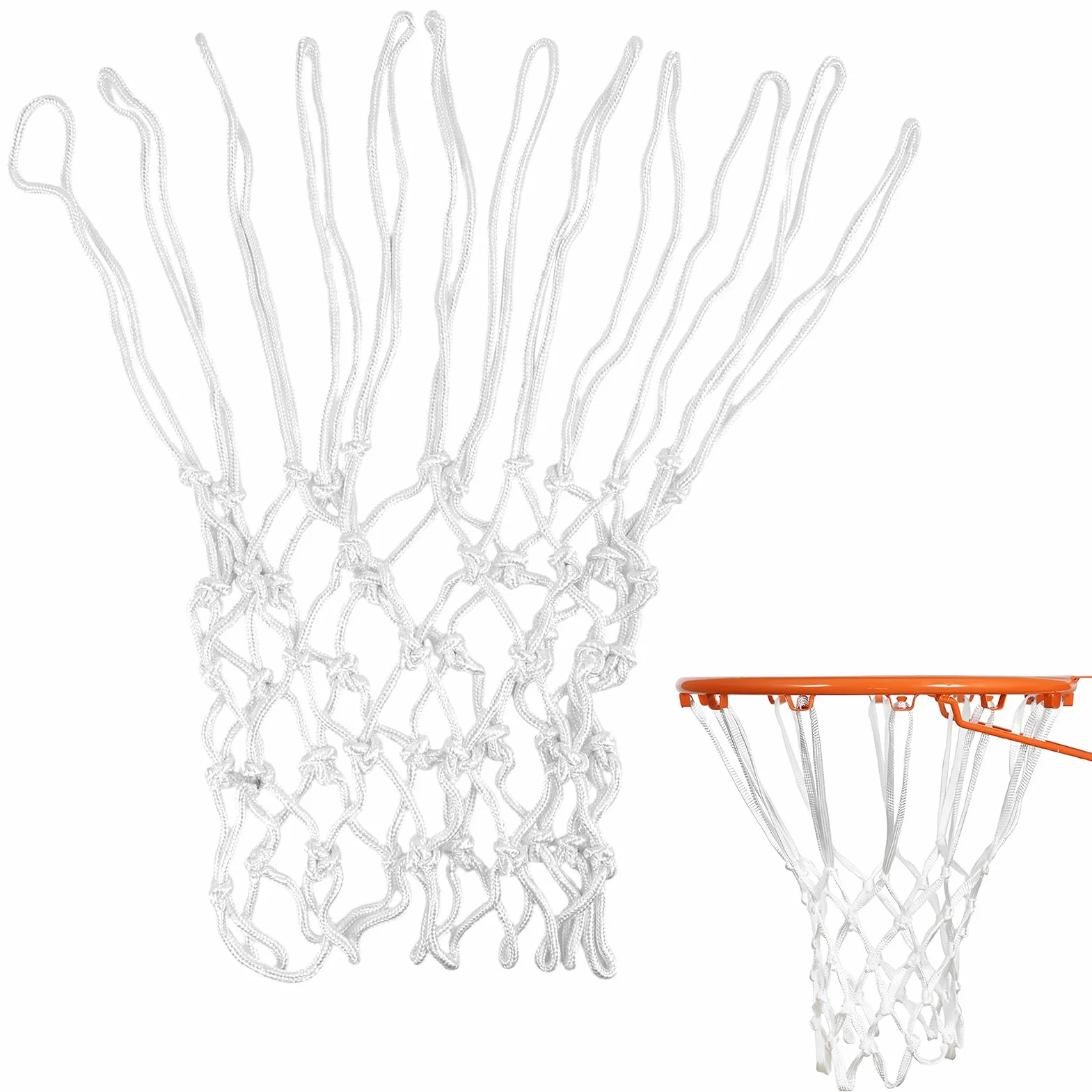 Rete da Basket di Ricambio Resistente a Tutte le Condizioni Atmosferiche, Compatibile con Canestri Standard Interni ed Esterni, 12 Passanti, 53 cm, in Poliestere Durevole