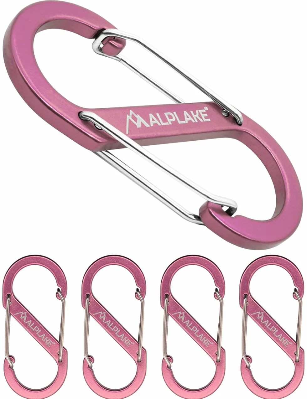 Zestaw 4 moschettoni doppi micro forma S 88 x 40 mm rosa
