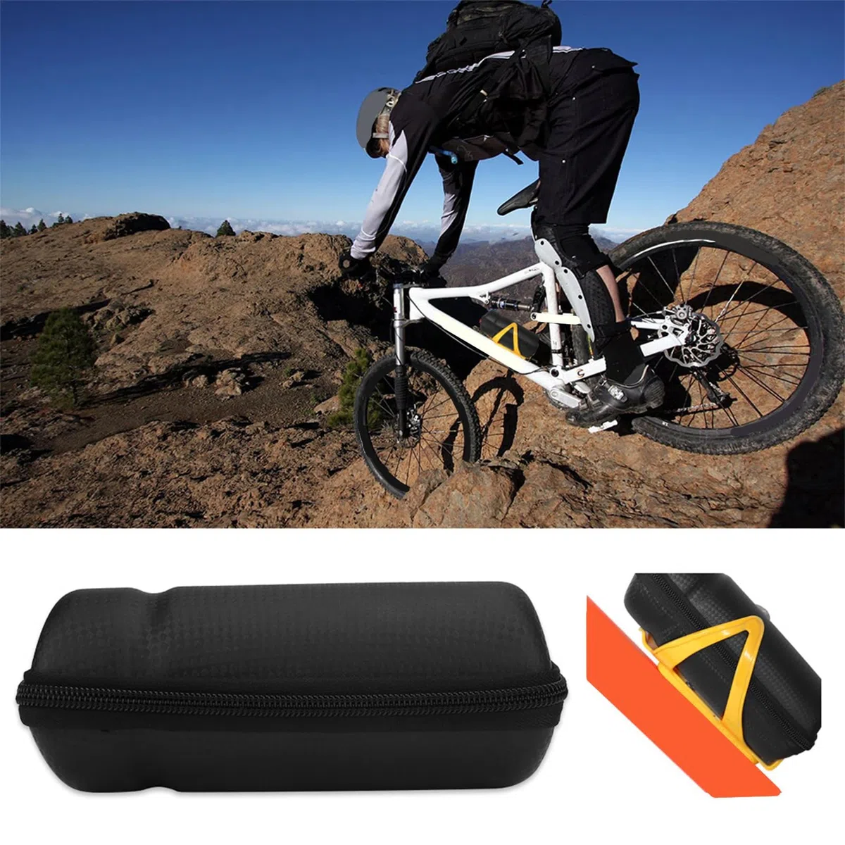 Generic Borsa per Kit di Attrezzi per Riparazione Mountain Bike Impermeabile Portatile per Manutenzione di Emergenza in Bicicletta Materiale EVA 7 * 2.9 ''