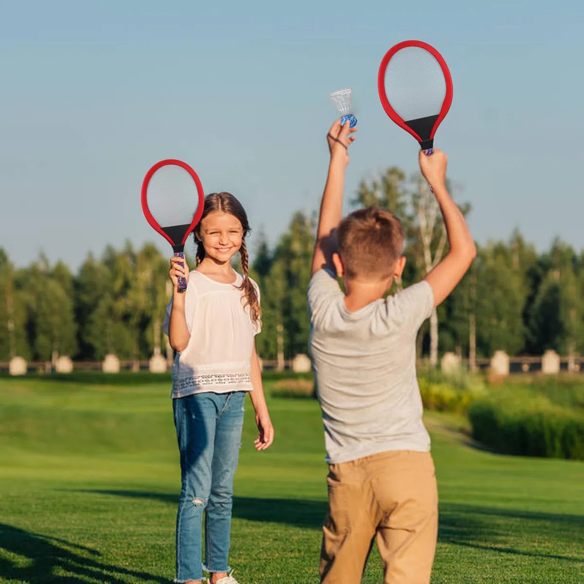 Racchetta Da Tennis Per Principianti - 1 Paio Di Racchette Per Ragazzi Con Palla, Attrezzatura Da Tennis Per La Scuola Primaria, Racchette Da Badminton Per Bambini | Giocattolo Sportivo Interattivo Pe