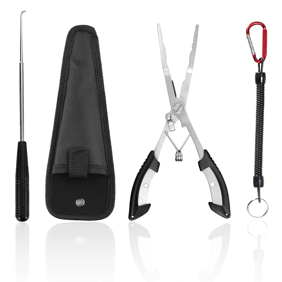 Foonary Set di accessori da pesca, pinza da pesca in acciaio inox 402, con allentatore magnetico profondo, corda per sospensione e borsa, multifunzione per pesca