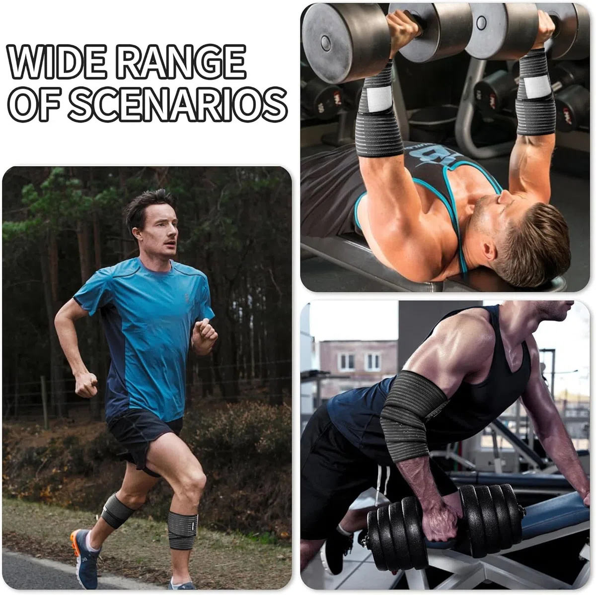 ONTYZZ Supporto Bendaggio Gomito 1 Pezzo Alta Elasticità Fasciatura Polso Supporto Mani per Sport Palestra Corsa Tozzo Allenamento Bendaggio Caviglia Tutore Nero/90cm