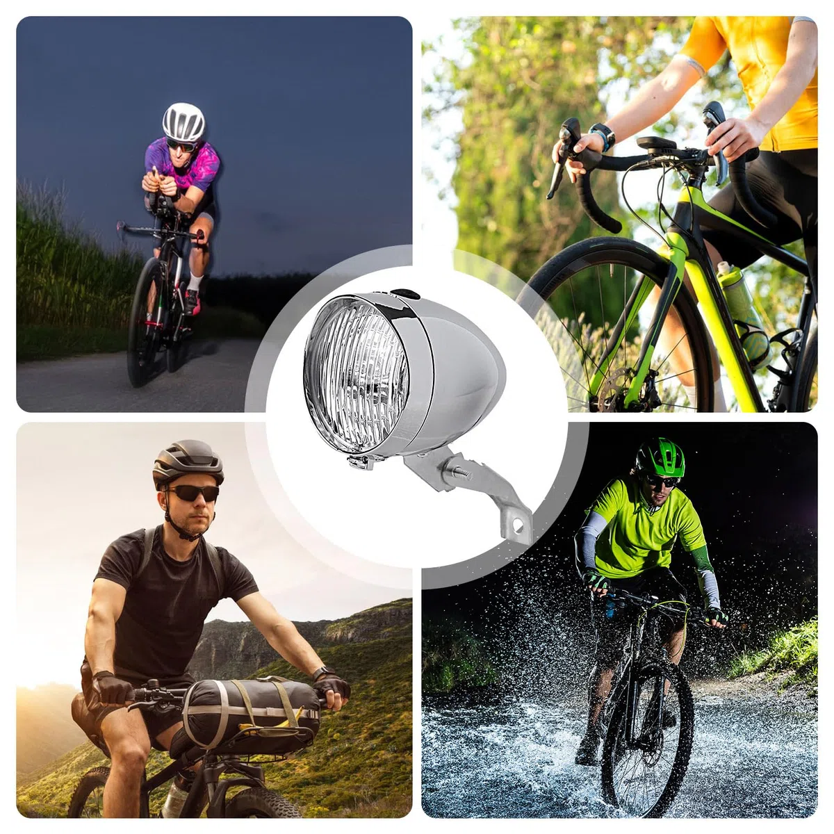 Luce Anteriore per Bici | Lampada Frontale per Bicicletta,Faro Retrò Impermeabile 3 LED Unisex per Ciclismo Notturno da Montaggio Universale a LED