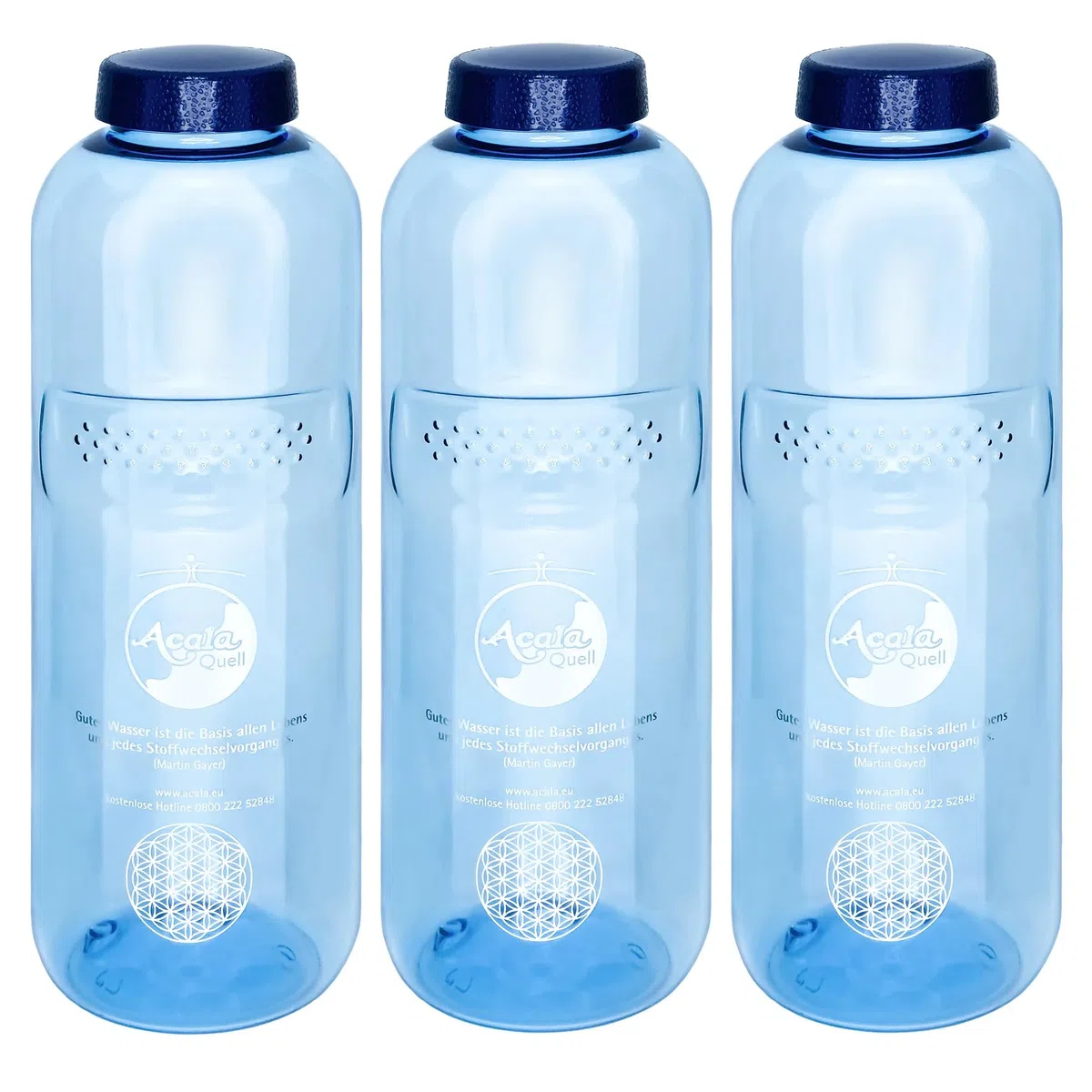 Acala Tritan - Bottiglie, kit risparmio con fiore della vita, 1 l