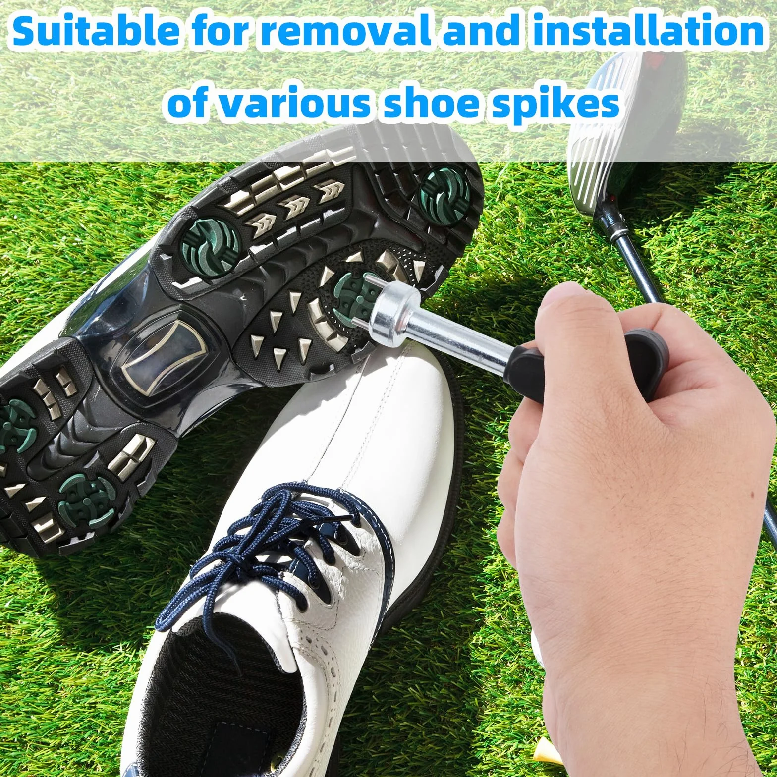 Gosknor 2 Pezzi Scarpe da Golf Chiave Spike, Multifunzione Strumento di Rimozione dei Chiodi Scarpe Golf Chiave di Regolazione dei Chiodi Universale Durevole e Facile da Impugnare