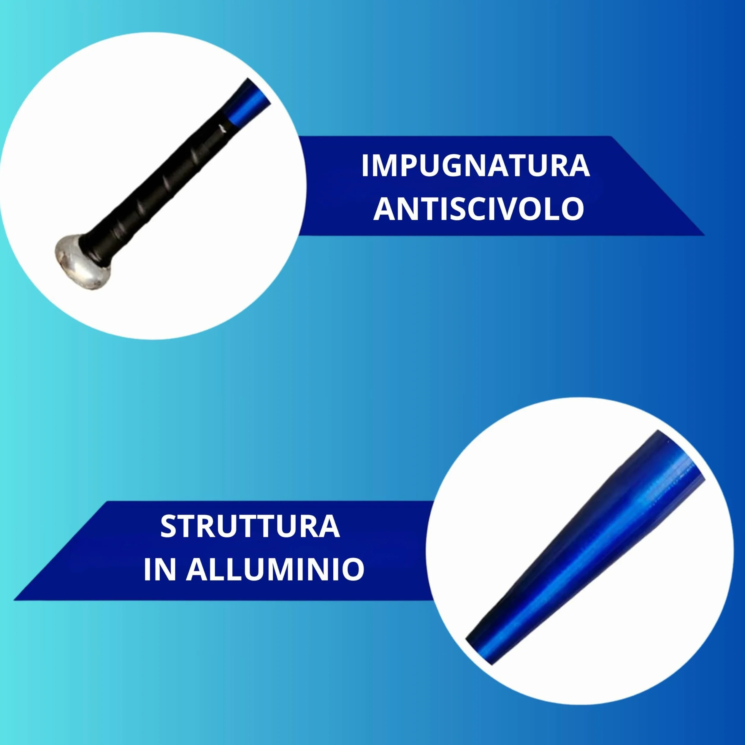 Mazza da Baseball in Alluminio 76 cm 30 Pollici Leggera per Adulti e Ragazzi Manico Antiscivolo