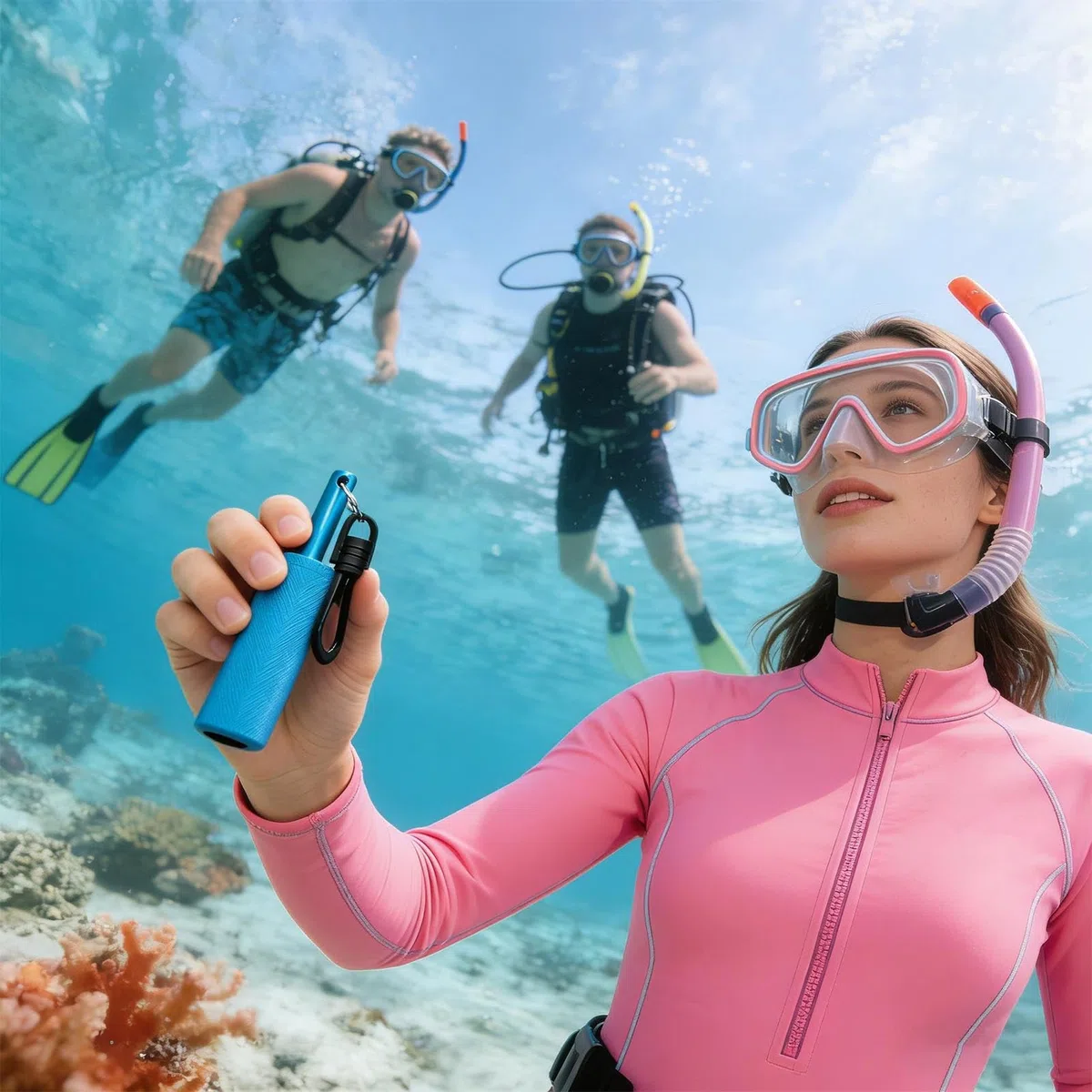 Diving Sonaglio - Sonda Di Segnalazione Resistente Ad Alta Pressione,Accessorio Per Comunicazione Subacquea Con Asta E Gancio,Per Immersioni in Acque Complesse Bassa Visibilità Grotte e Fondali Marini